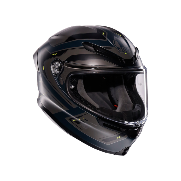 Agv Unisex Enhance Matt Grey/Yellow Fluo - K6 - Motorbike Full Face Helmet E2206, : Small