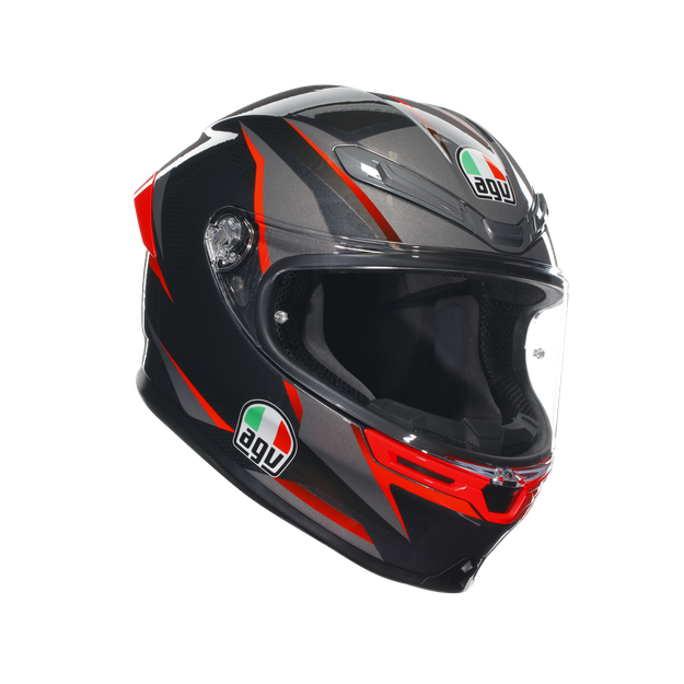 Agv Unisex Slashcut Black/Grey/Red - K6 - Motorbike Full Face Helmet E2206, : Small