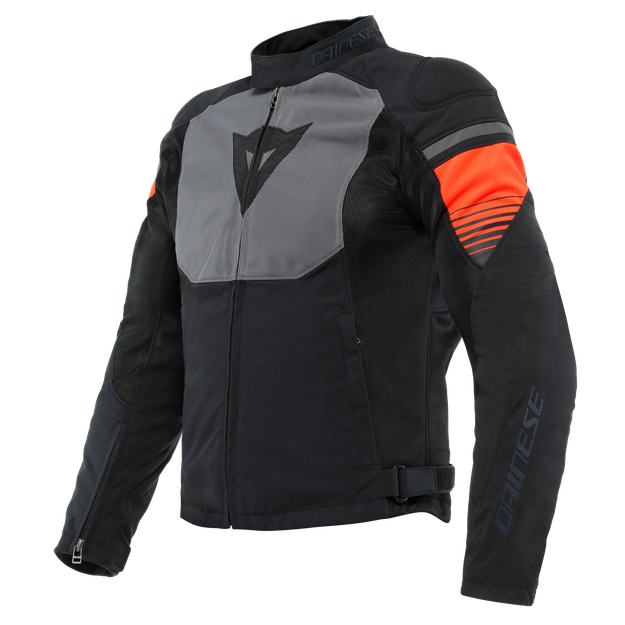 Dainese Men's Black/Gray/Fluo-Red - Air Fast Tex - Jackets - 46