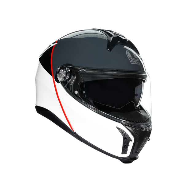 Agv Unisex Balance White/Grey/Red - Tourmodular - Motorbike Flip Up Helmet E2206, Size: Xxl