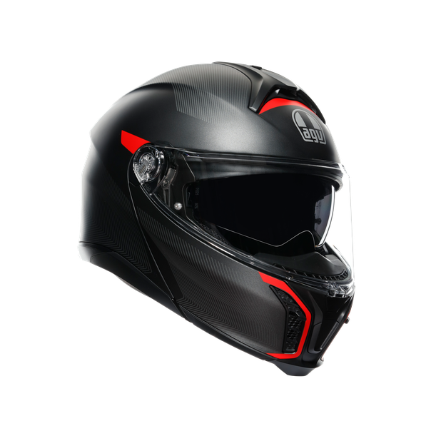 Agv Unisex Frequency Matt Gunmetal/Red - Tourmodular - Motorbike Flip Up Helmet E2206, Size: Xxl
