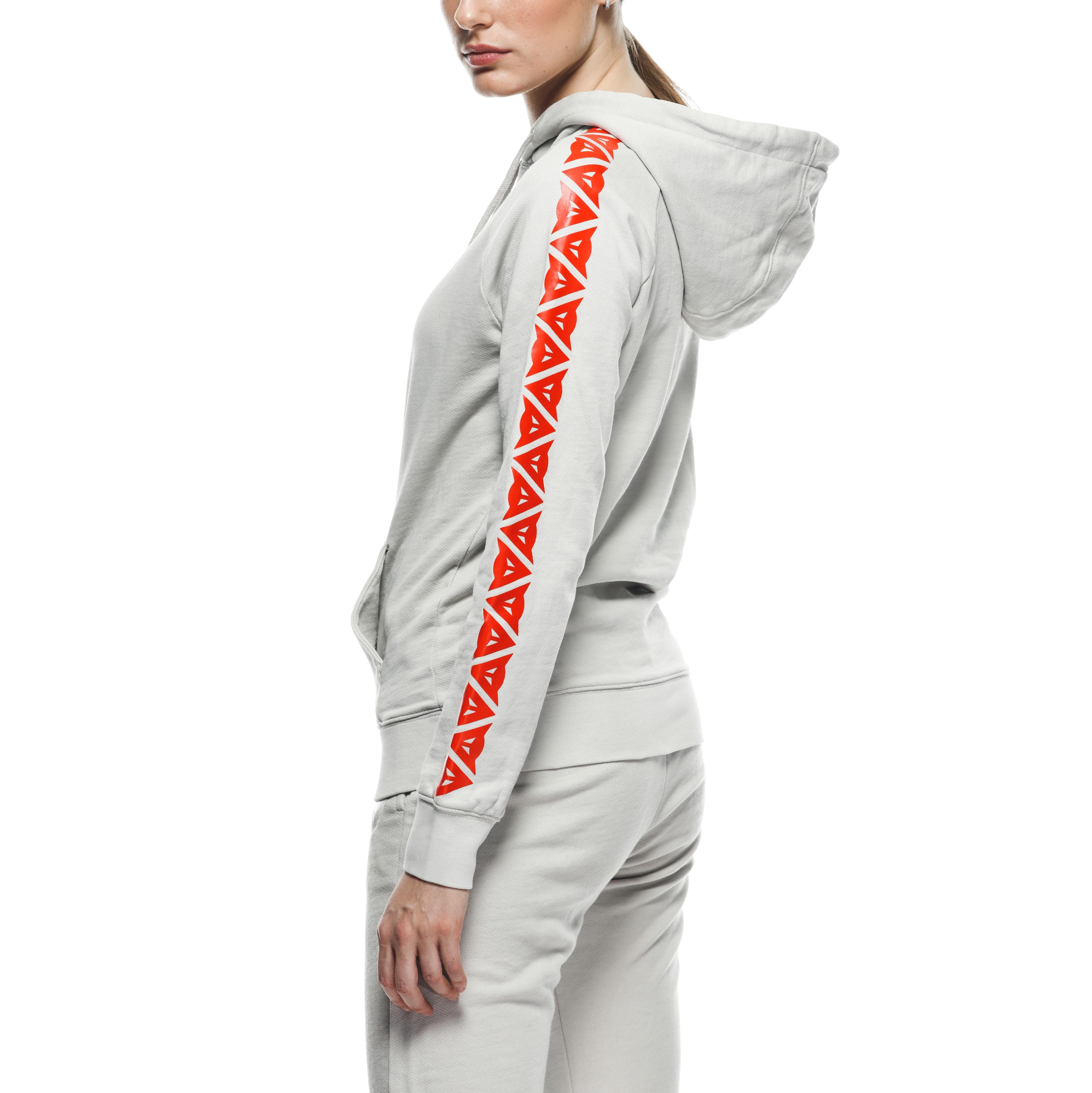 DAINESE STRIPES - WOMEN'S HOODIE - LIGHT-GRAY/FLUO-RED - 8