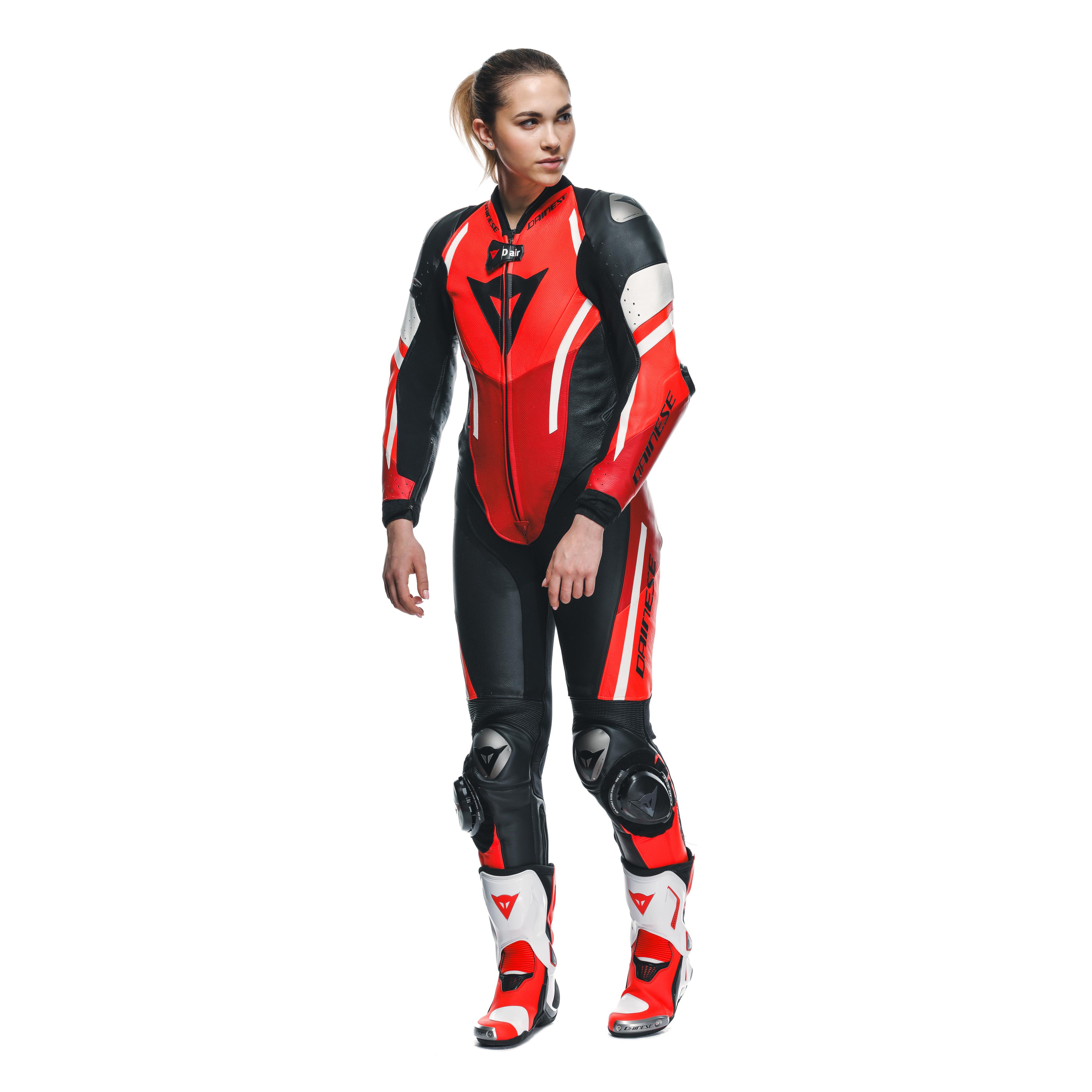 MISANO 3 D-AIR&reg; - DAMEN EINTEILIGE PERFORIERTE LEDERKOMBI - BLACK/RED/FLUO-RED - 5