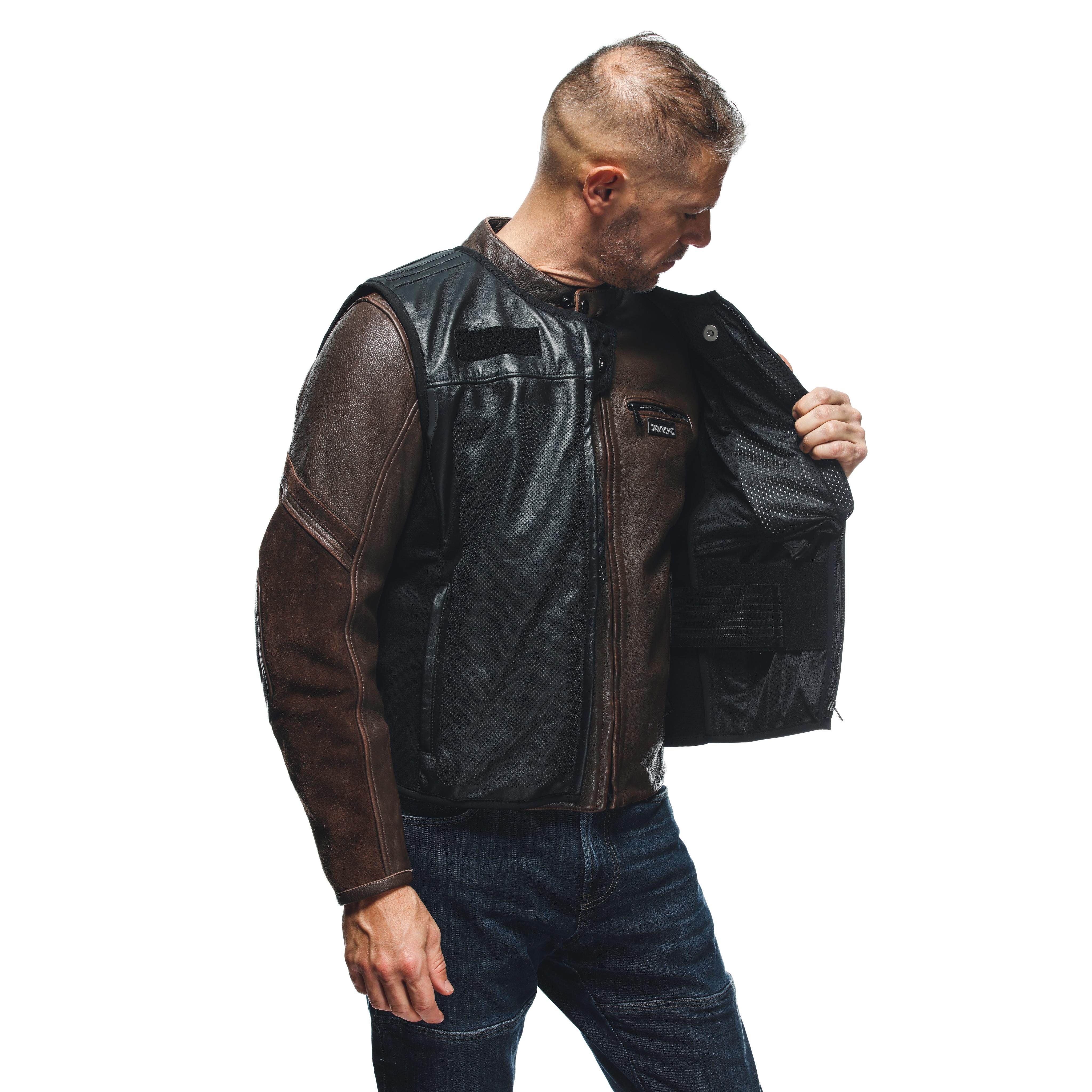 SMART JACKET LEATHER - GILET MOTO IN PELLE CON AIRBAG INTEGRATO UOMO - BLACK - 18