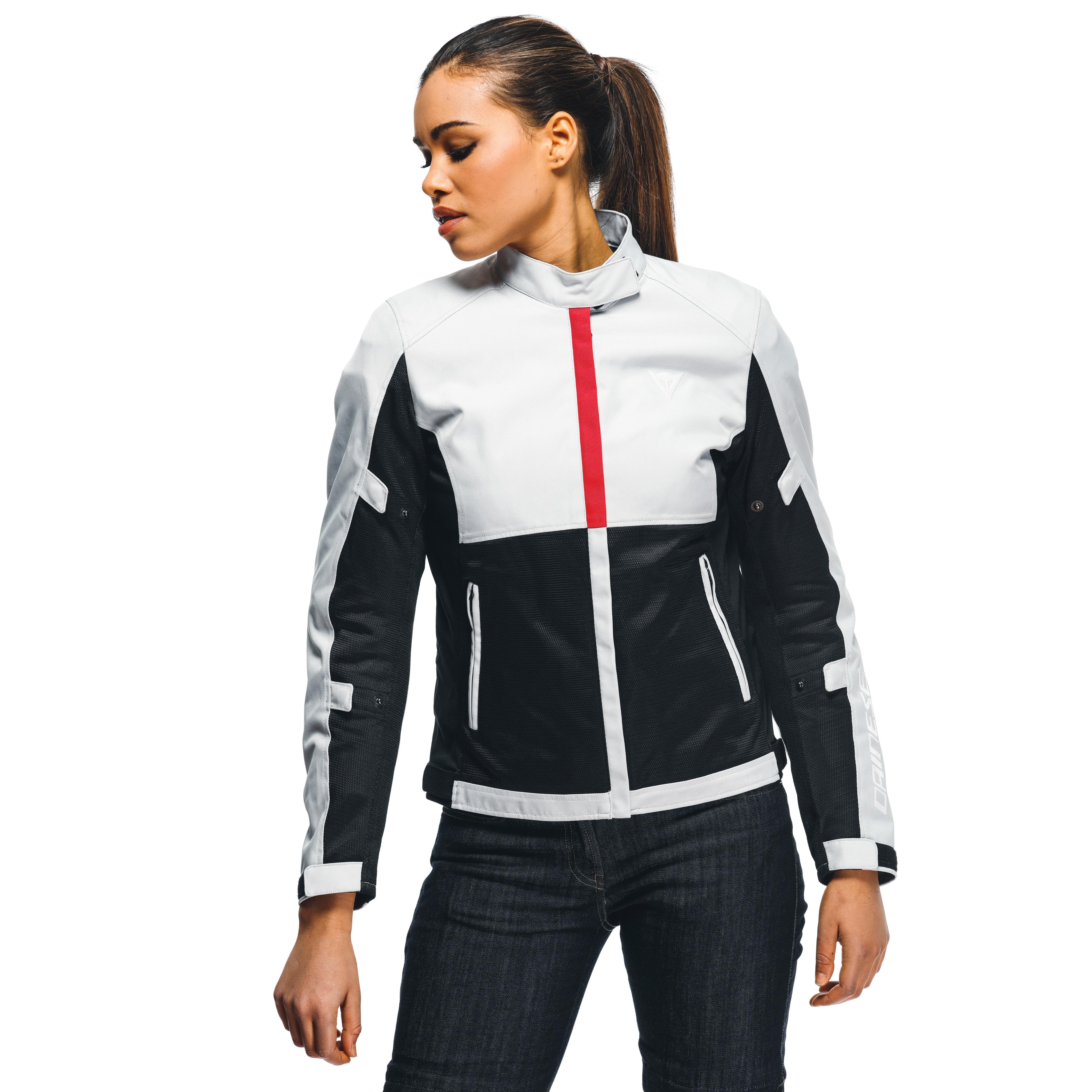 RISOLUTA AIR TEX - WOMEN'S MOTORCYCLE JACKET IN FABRIC - GLACIER-GRAY/LAVA-RED - 6
