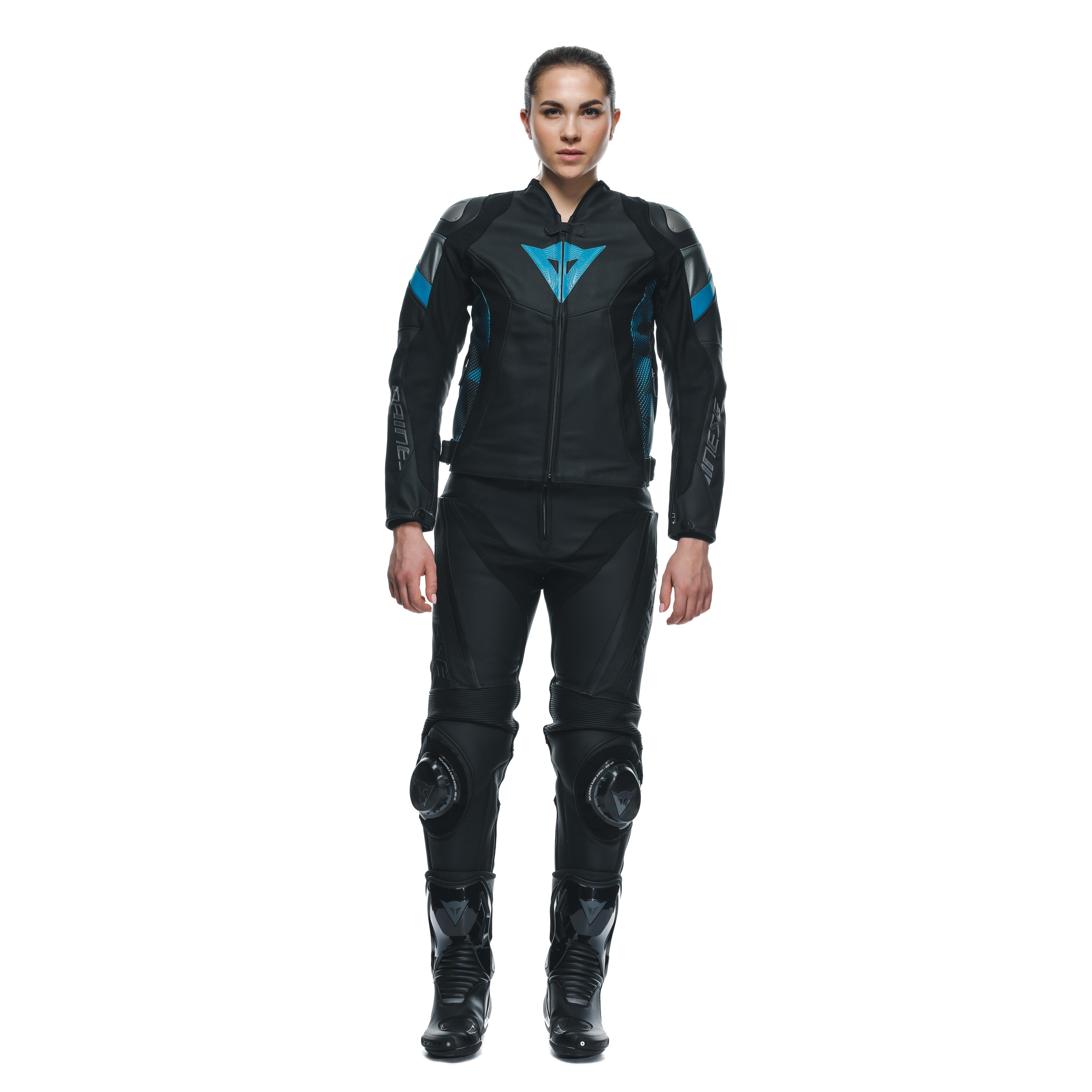 AVRO 5 - WOMEN'S MOTORCYCLE LEATHER JACKET - BLACK/TEAL/ANTHRACITE - 3