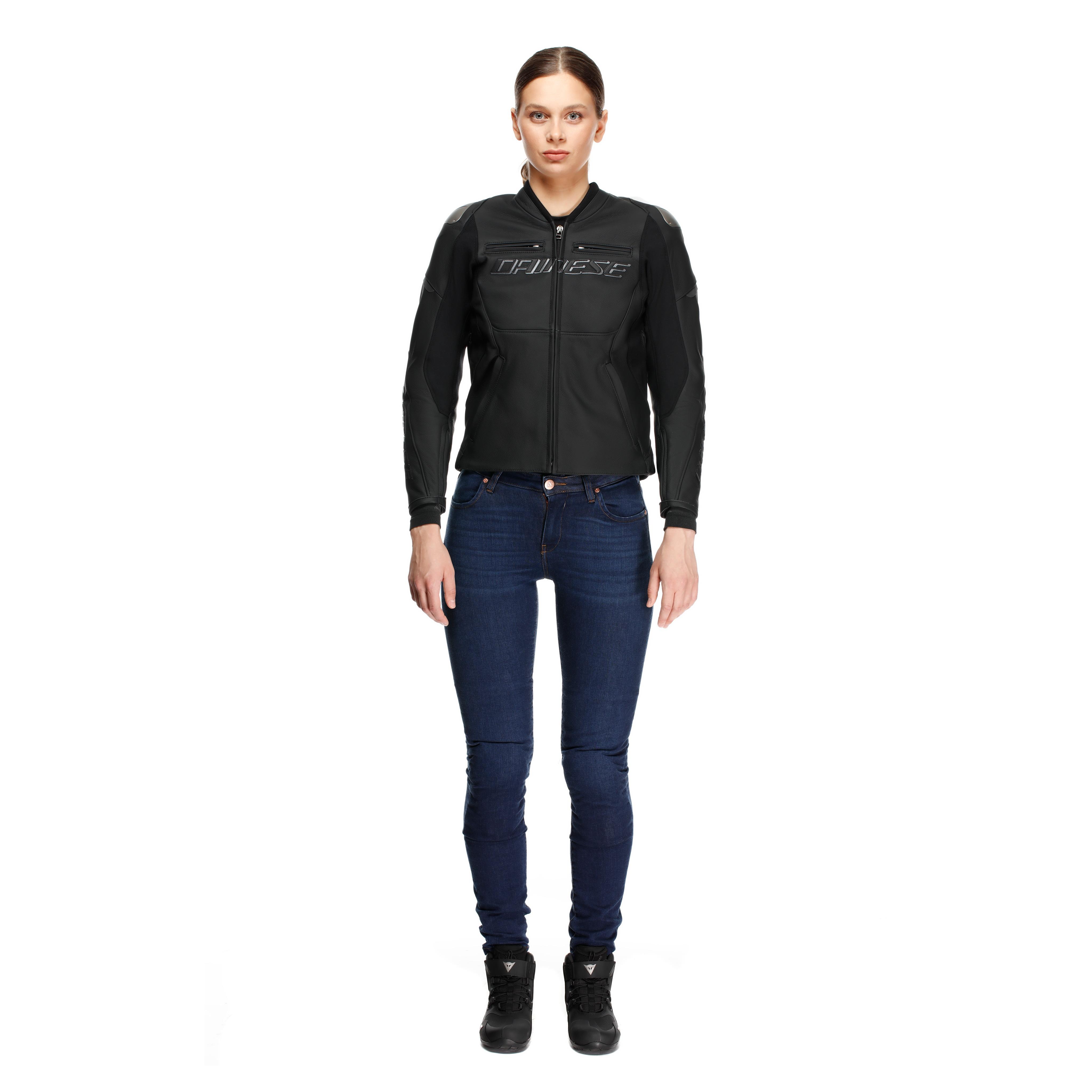RACING 5 - GIACCA MOTO IN PELLE DONNA - BLACK/BLACK - 15