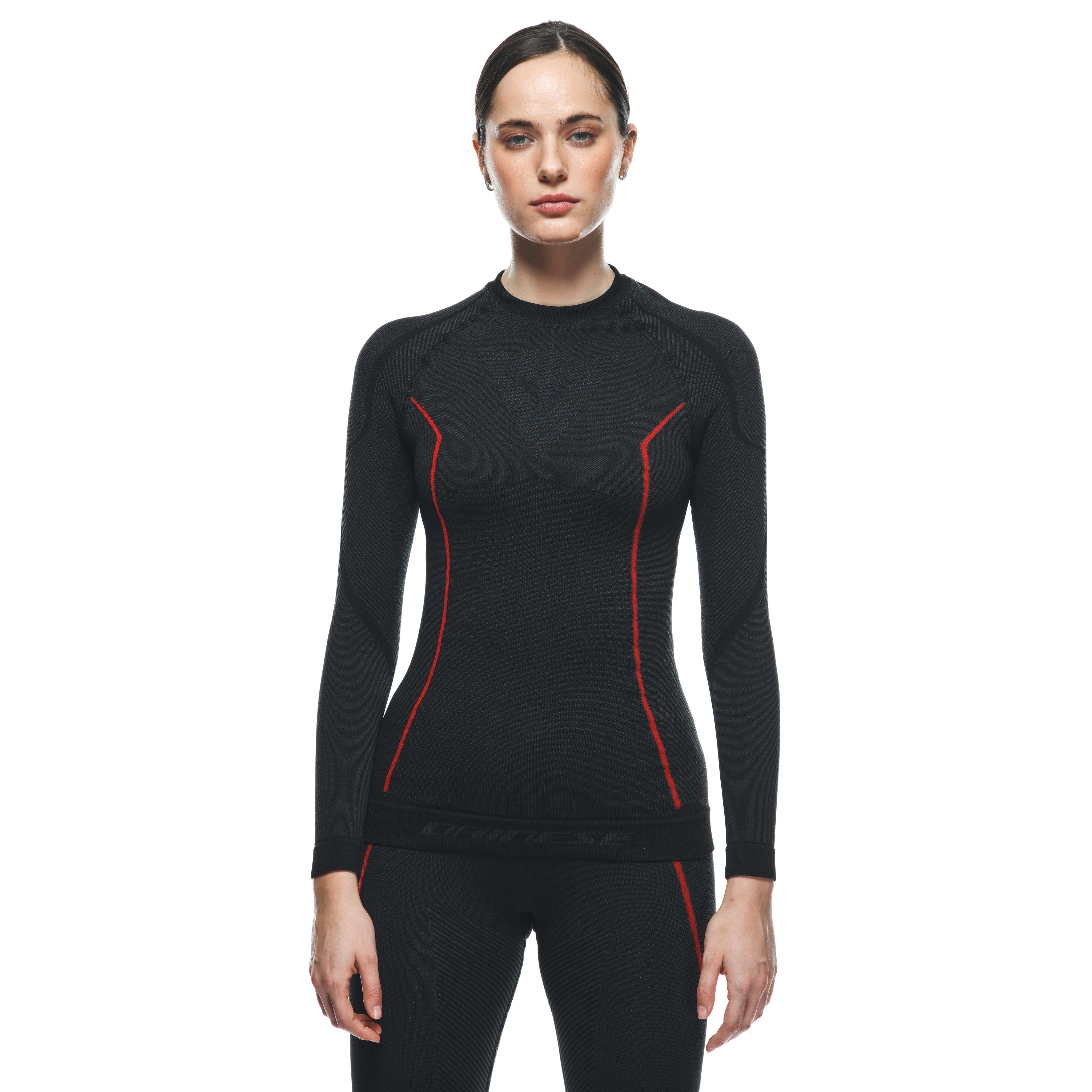 THERMAL MOTORCYCLE LONG SLEEVE SHIRT WOMEN - MID LAYER WINTER - BLACK/RED - 6