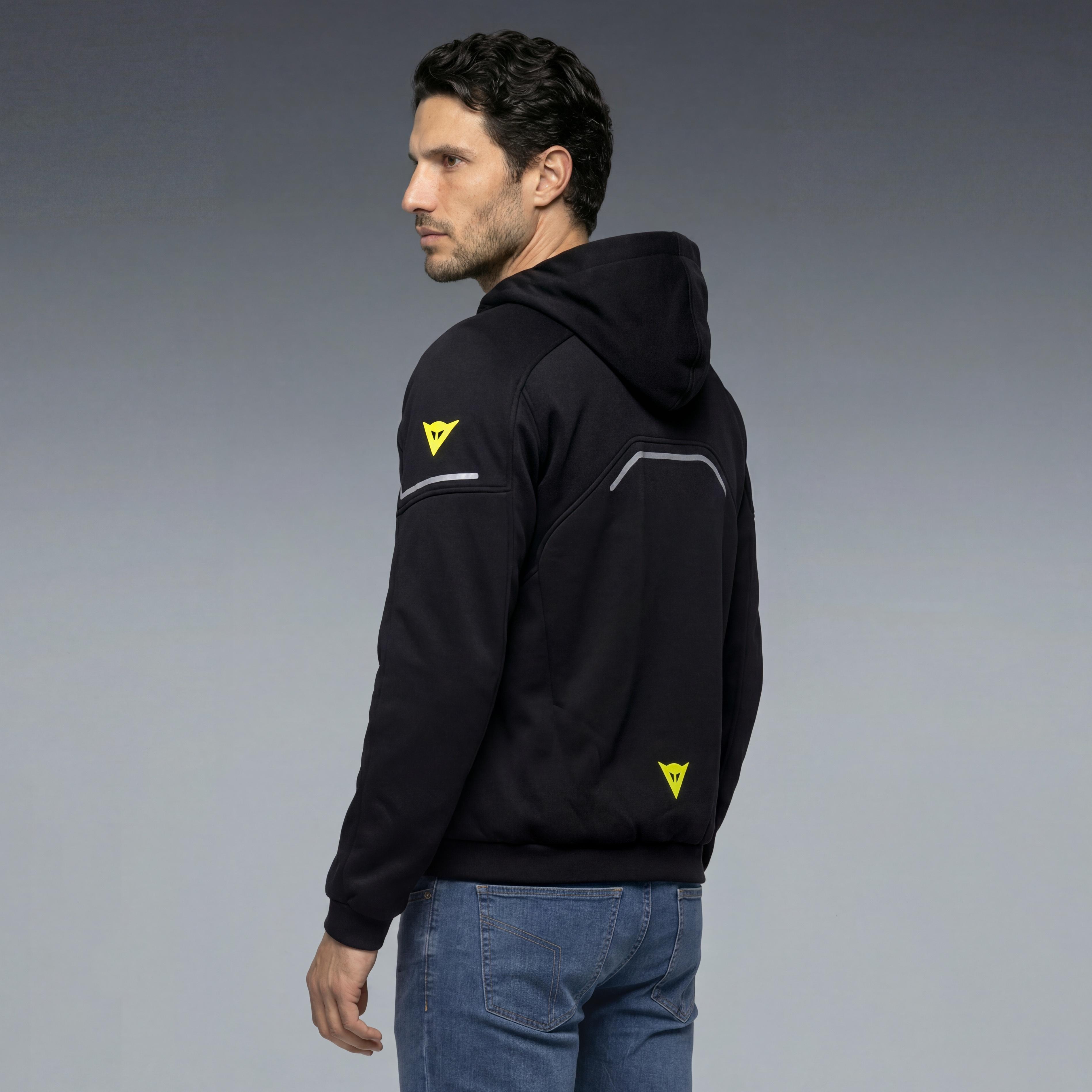 VR46 HOODIE FULL ZIP - MEN'S PROTECTIVE MOTORCYCLE HOODIE - BLACK/YELLOW-FLUO - 4