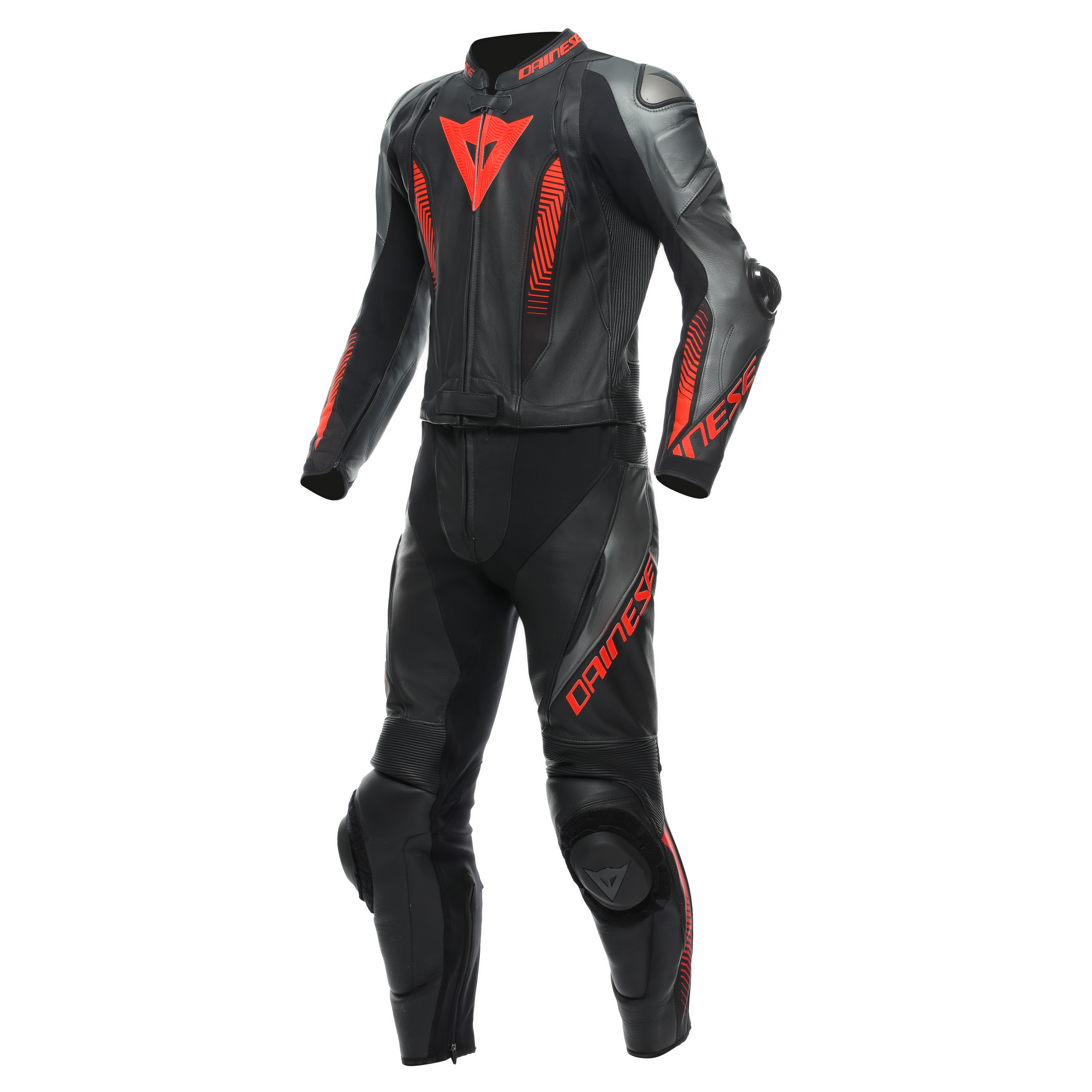 LAGUNA SECA 5 2PCS LEATHER SUIT - BLACK/ANTHRACITE/RED-FLUO - 1