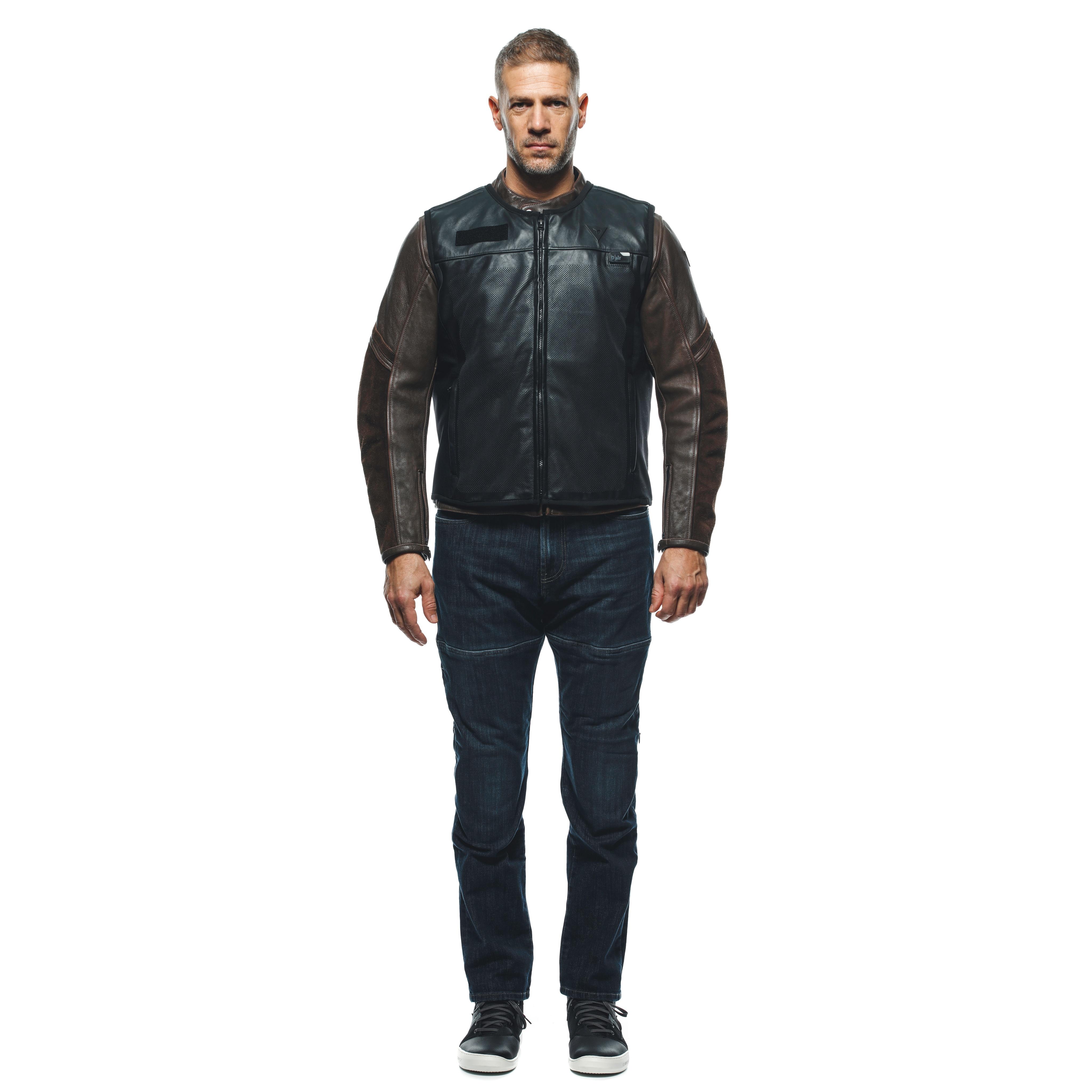 SMART JACKET LEATHER - MEN'S MOTORCYCLE LEATHER VEST WITH INTEGRATED AIRBAG - BLACK - 3