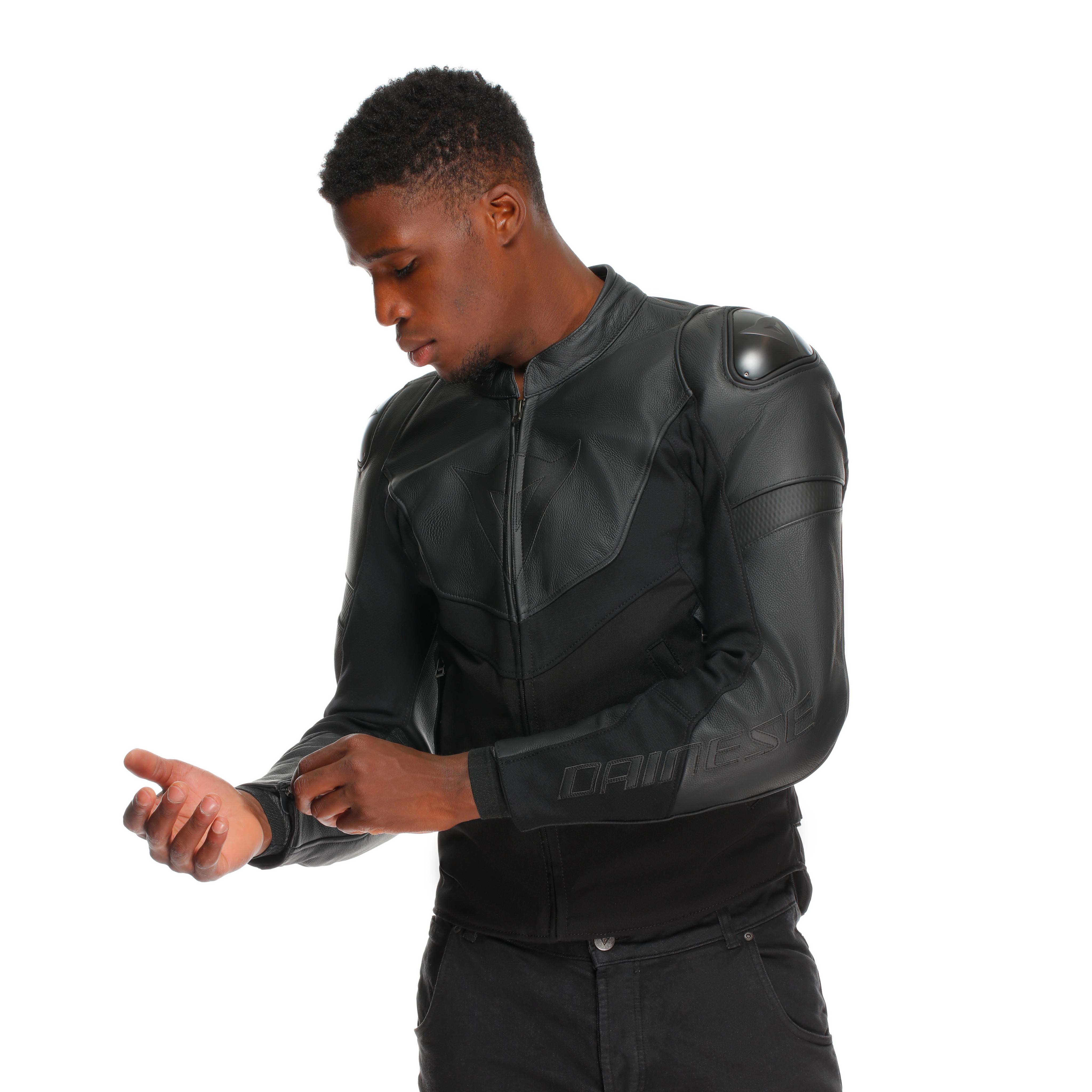 IPERATTIVA - HERREN-MOTORKRADJACKE AUS LEDER UND STOFF - BLACK/BLACK - 4