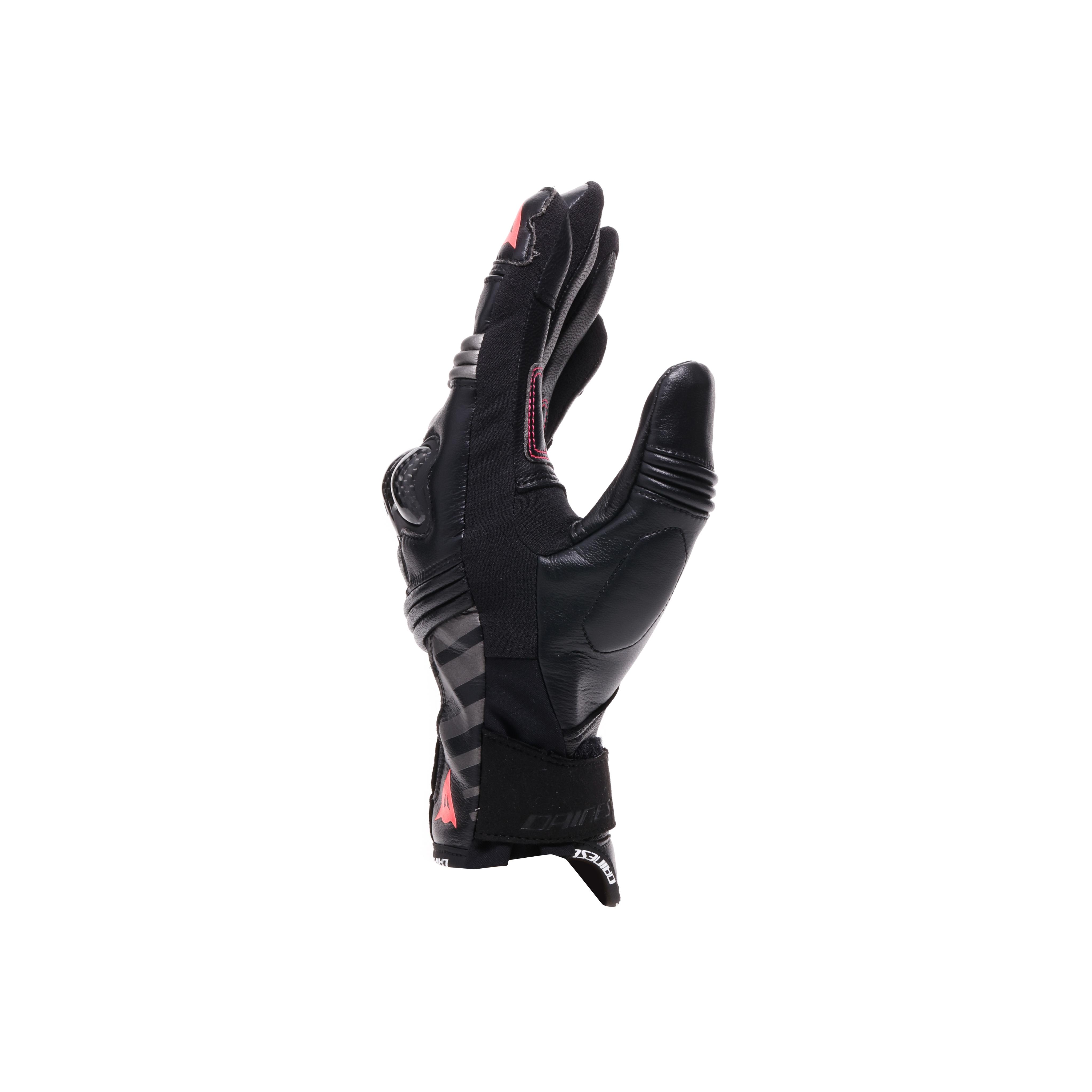 REACTO CARBON SHORT - GANTS MOTO COURTS EN CUIR FEMME - BLACK/FLUO PINK - 2