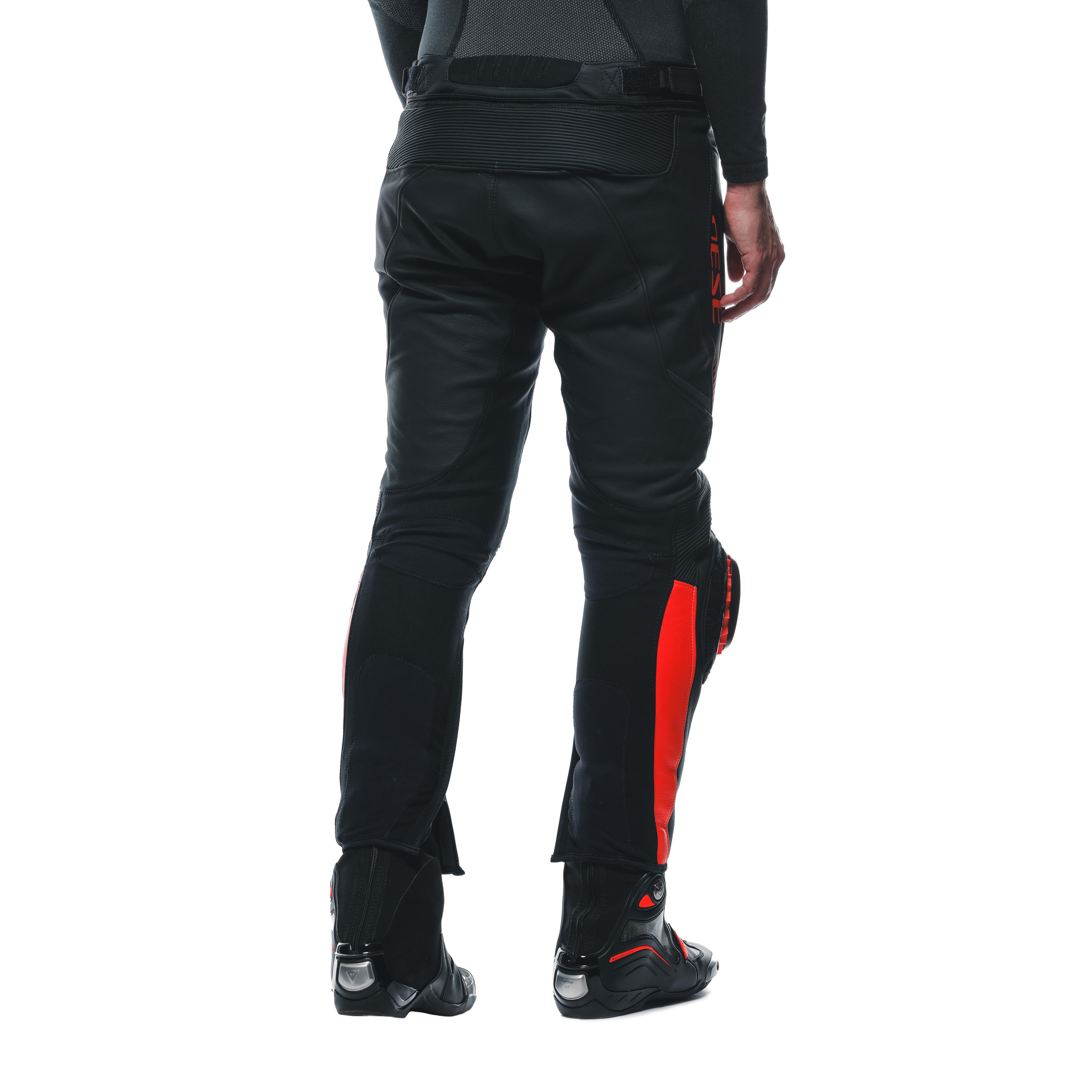 SUPER SPEED - MEN'S MOTORCYCLE LEATHER PANTS - BLACK/RED FLUO - 6
