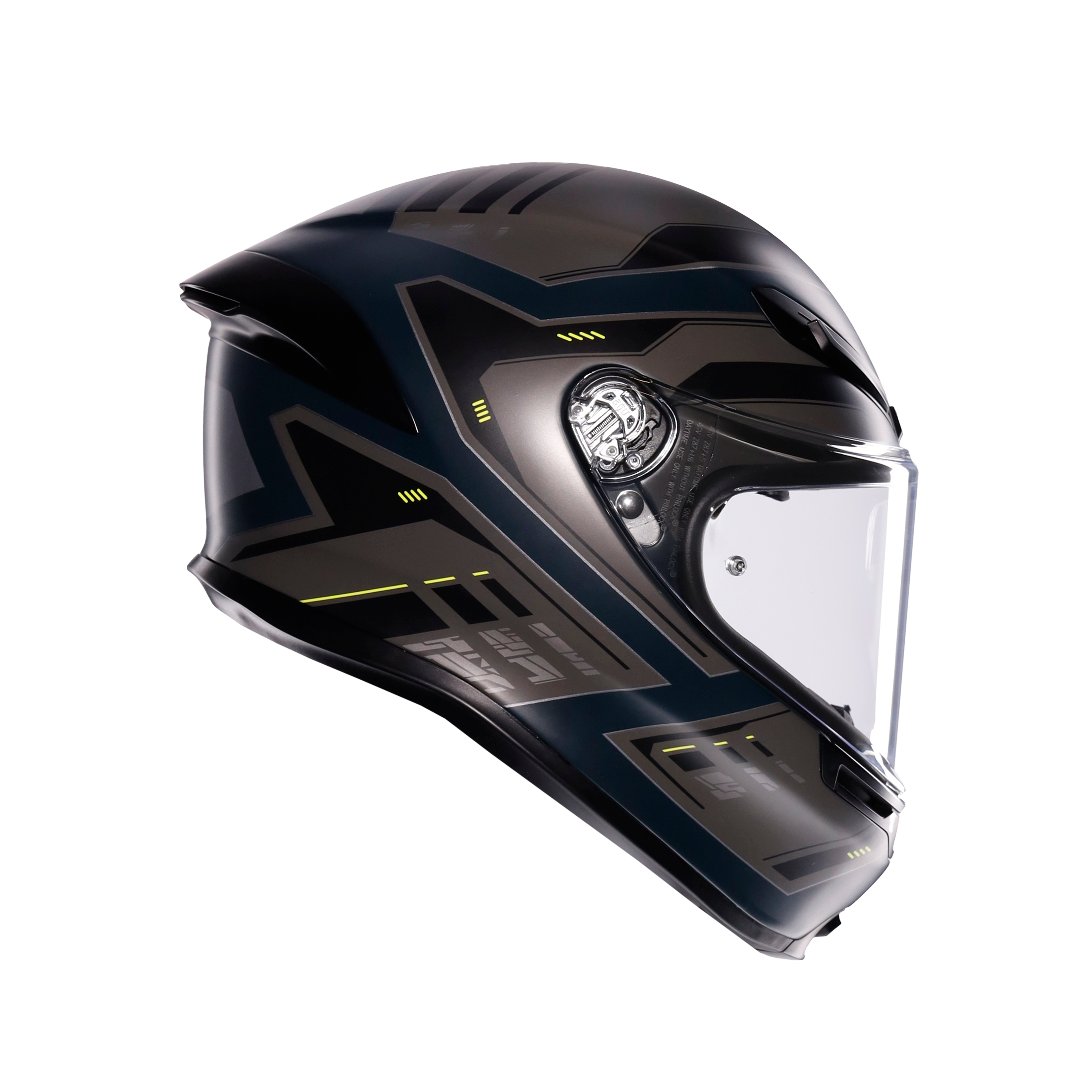K6 S ENHANCE MATT GREY/YELLOW FLUO - MOTORBIKE FULL FACE HELMET E2206 -  - 3