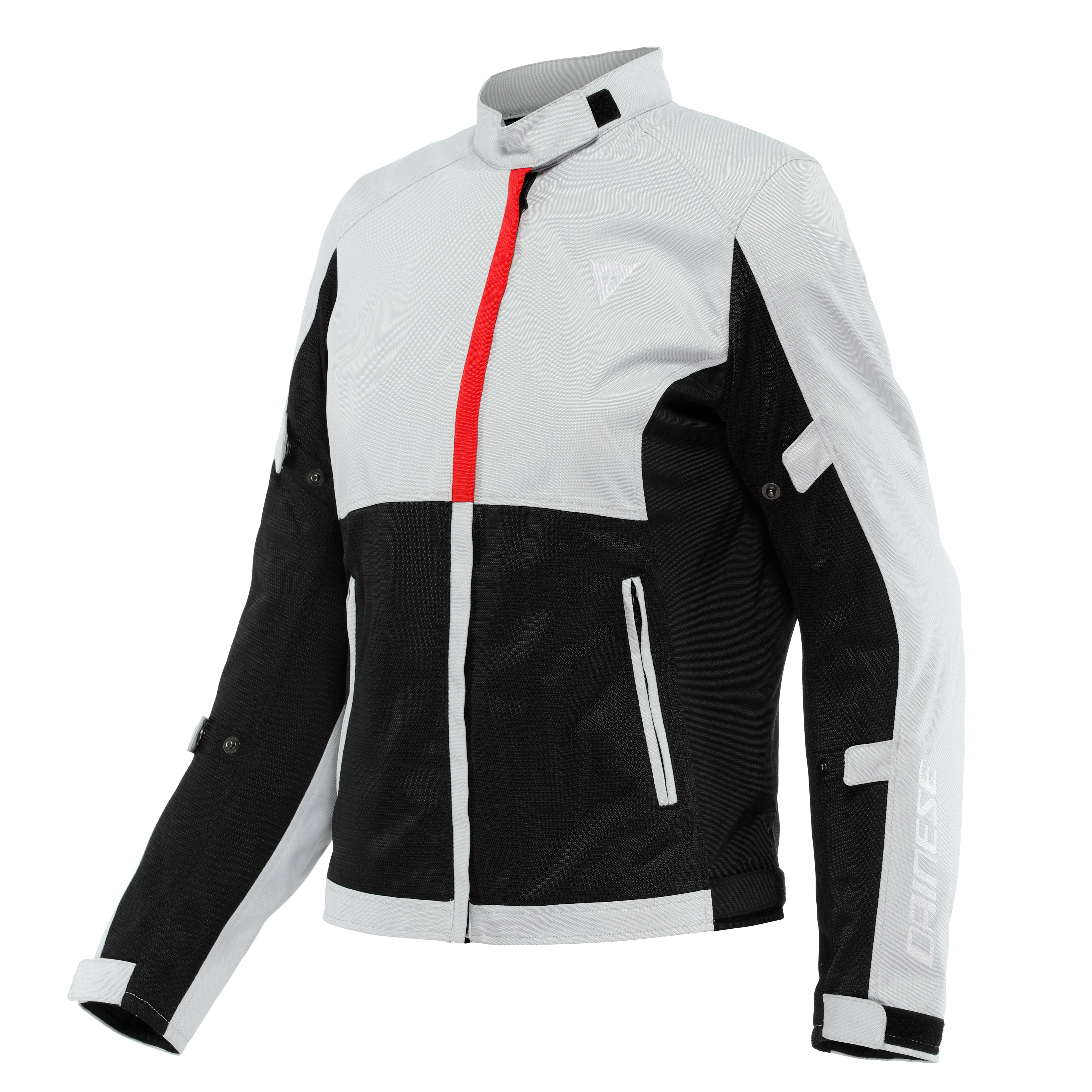 RISOLUTA AIR TEX - WOMEN'S MOTORCYCLE JACKET IN FABRIC - GLACIER-GRAY/LAVA-RED - 1