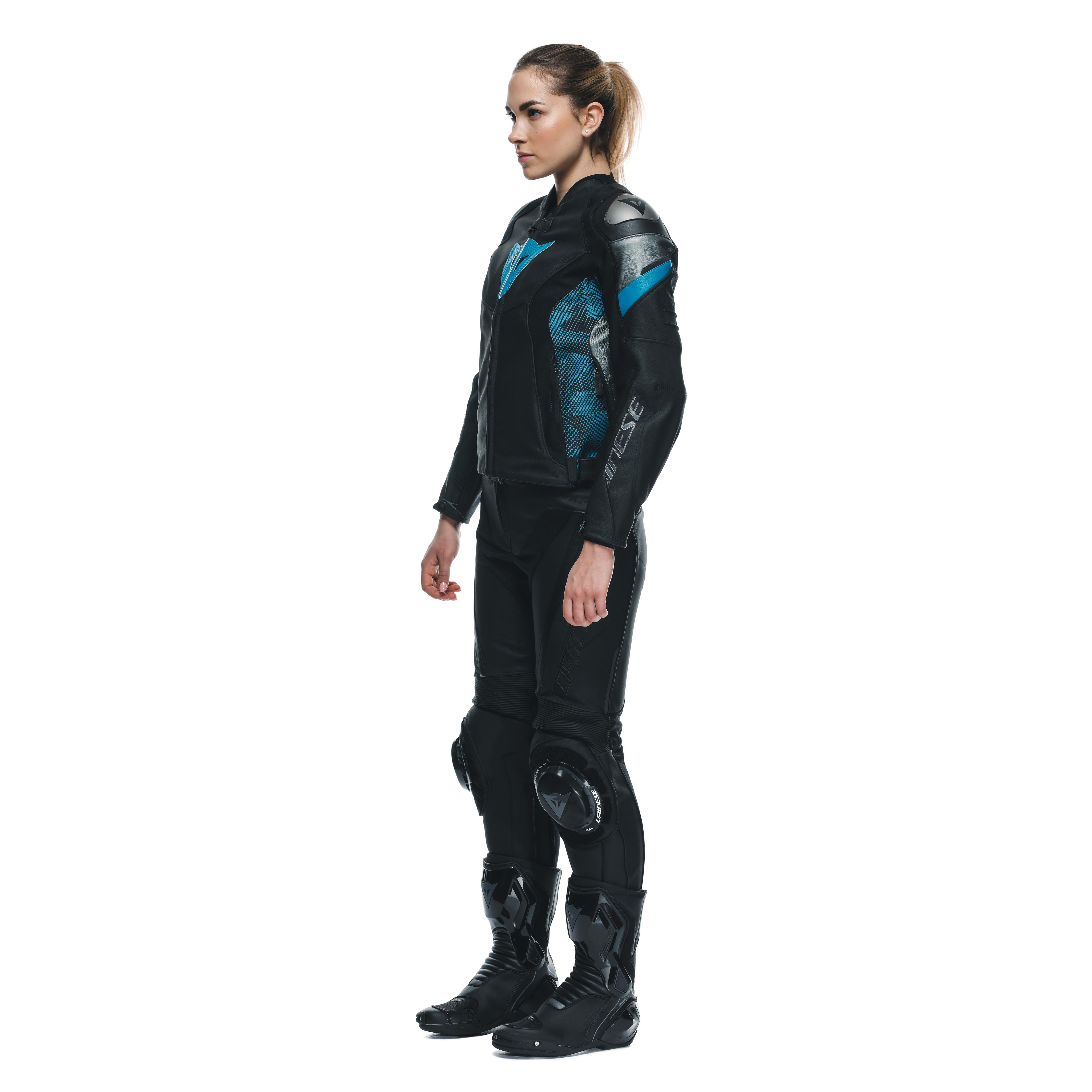 AVRO 5 - WOMEN'S MOTORCYCLE LEATHER JACKET - BLACK/TEAL/ANTHRACITE - 4