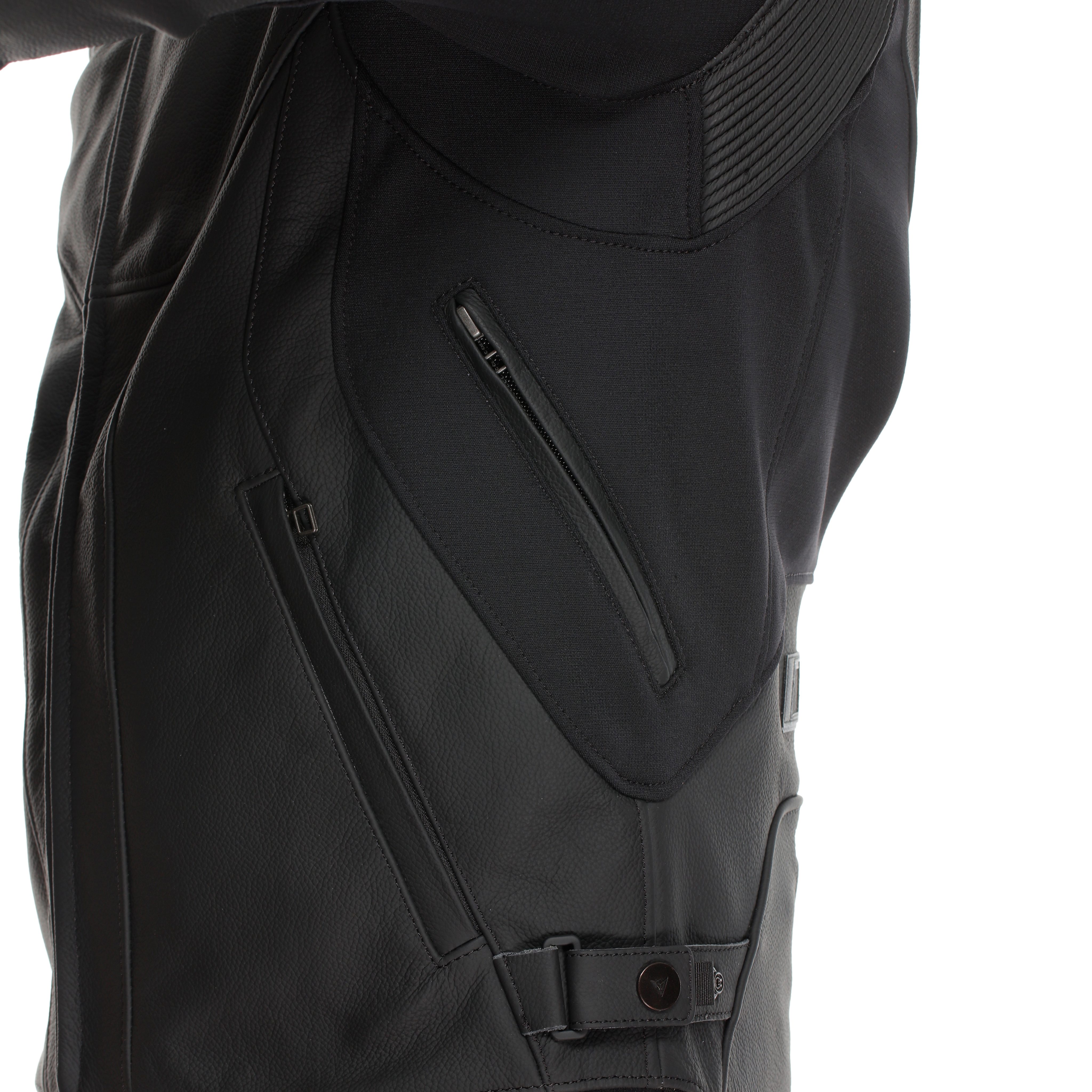 RACING 5 - MEN LEATHER MOTORCYCLE JACKET - BLACK/BLACK/BLACK - 10