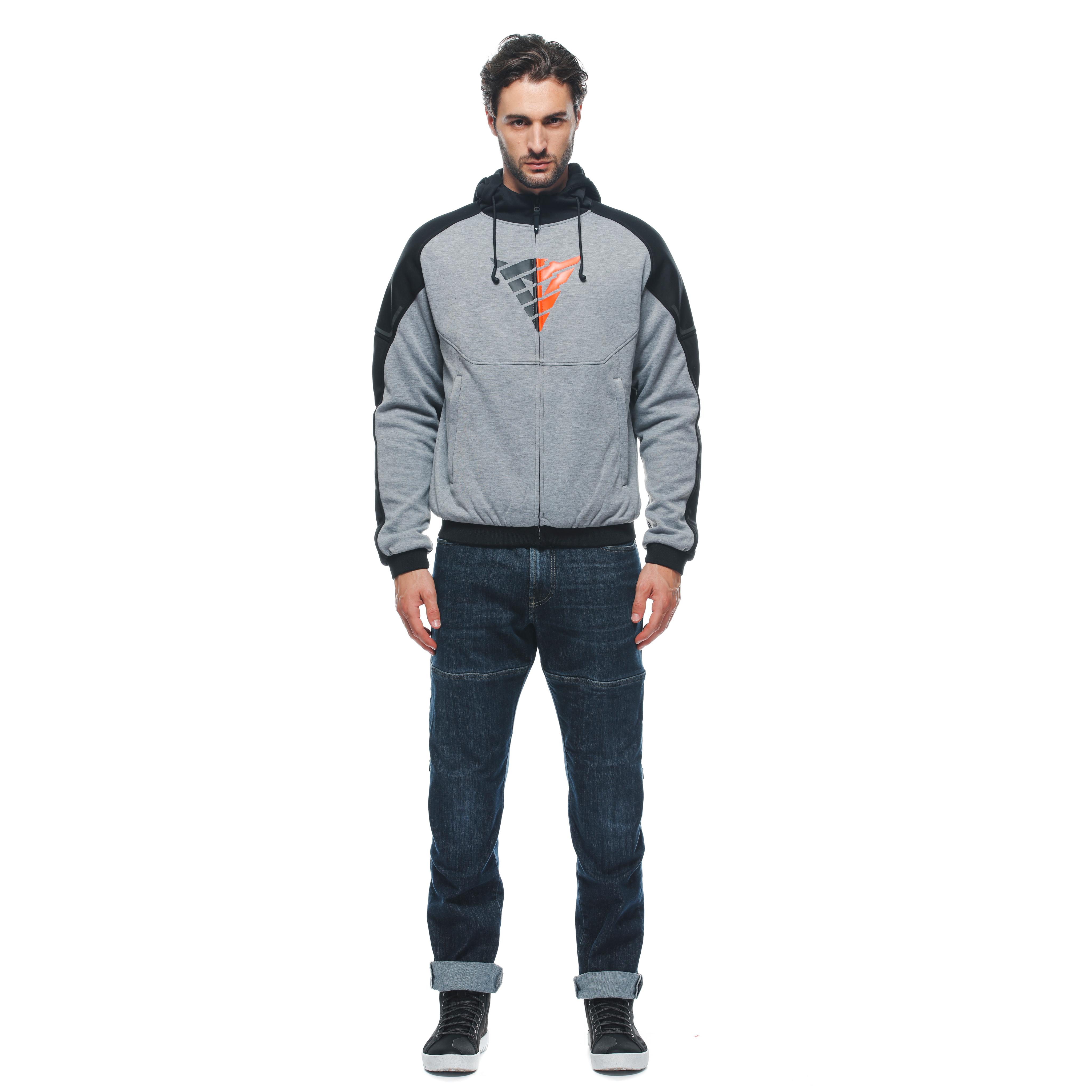 DAEMON-X SAFETY HOODIE - GIACCA MOTO IN TESSUTO UOMO - MELANGE-GRAY/BLACK/RED-FLUO - 3