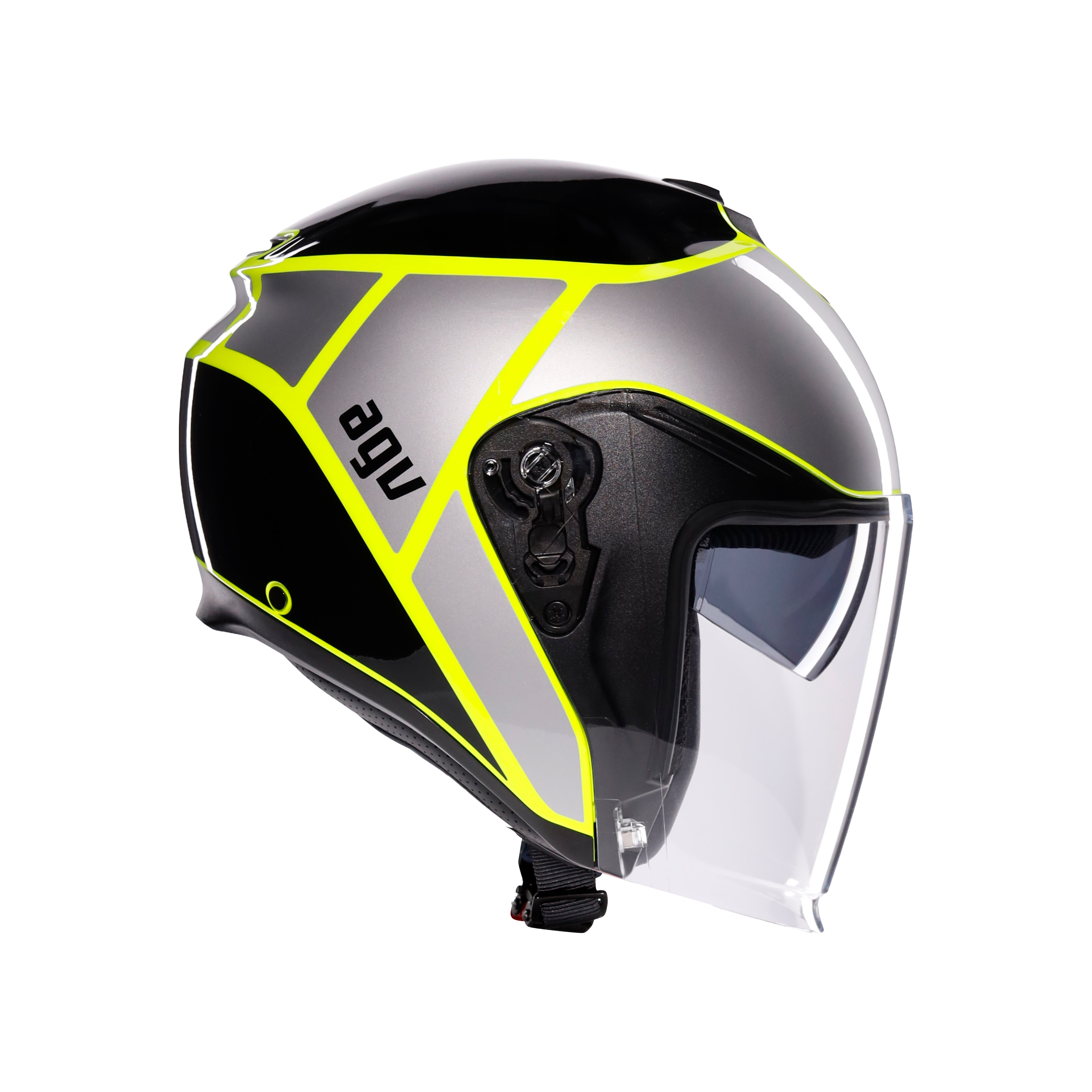 IRIDES DAVAO BLACK/GREY/YELLOW FLUO - MOTORBIKE OPEN FACE HELMET E2206 -  - 3