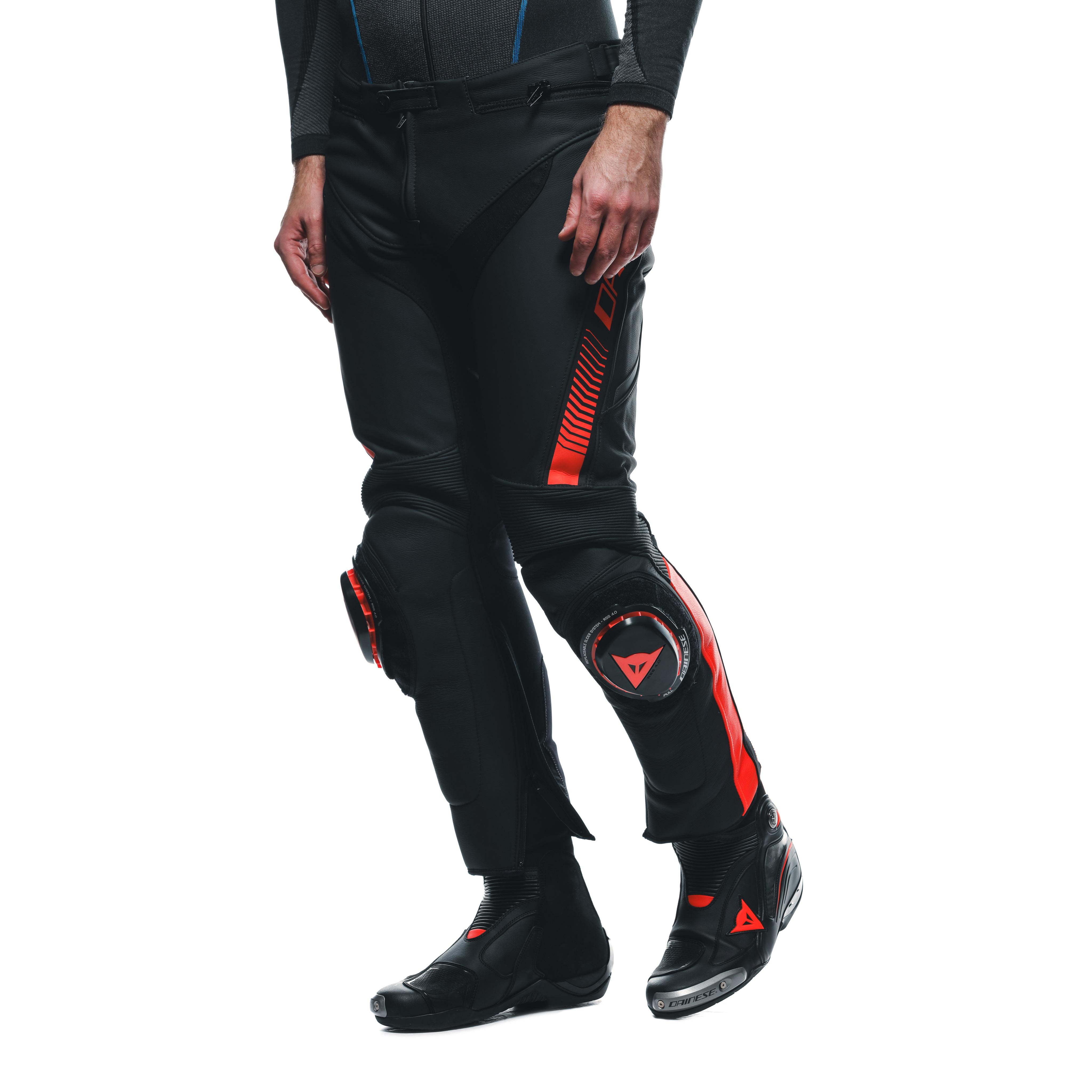 SUPER SPEED - MEN'S MOTORCYCLE LEATHER PANTS - BLACK/RED FLUO - 5