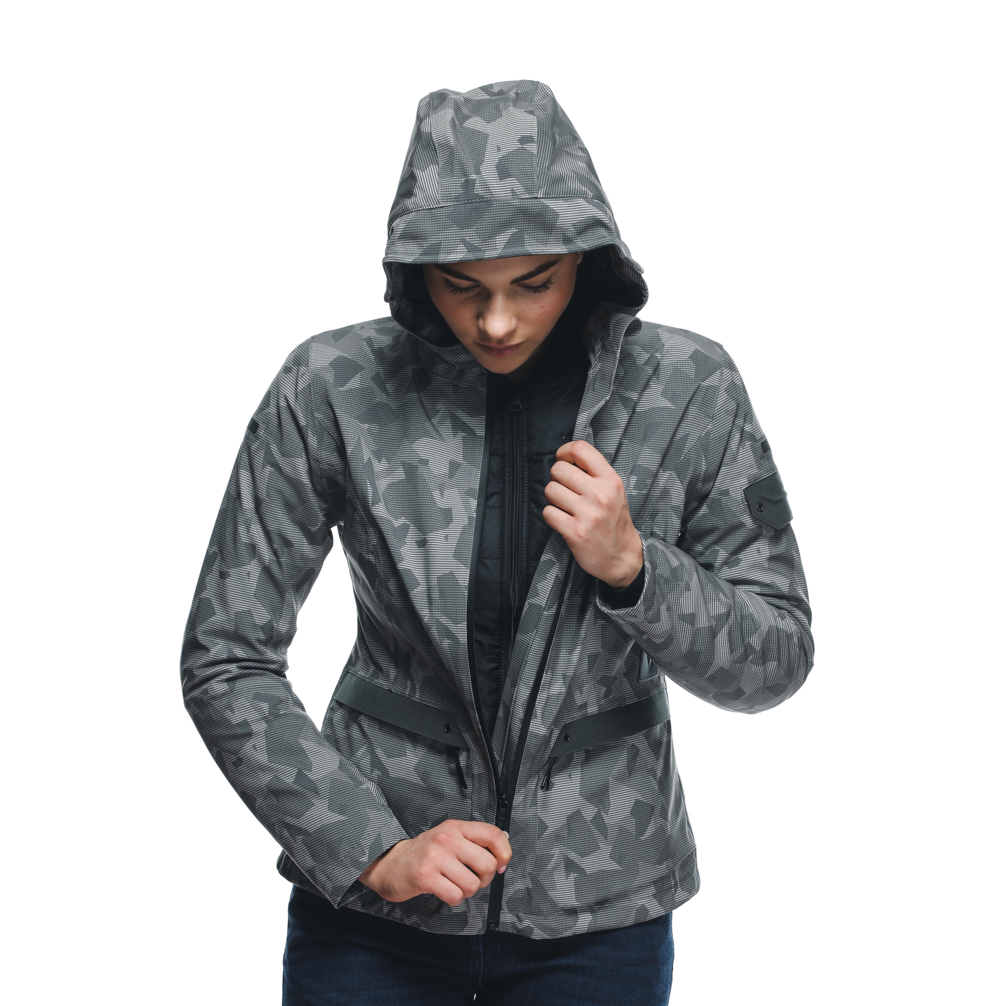 CENTRALE ABS&Oslash;LUTESHELL&trade; PRO - WOMEN'S WATERPROOF MOTORCYCLE JACKET - LONDON FOG CAMO DOTS - 10