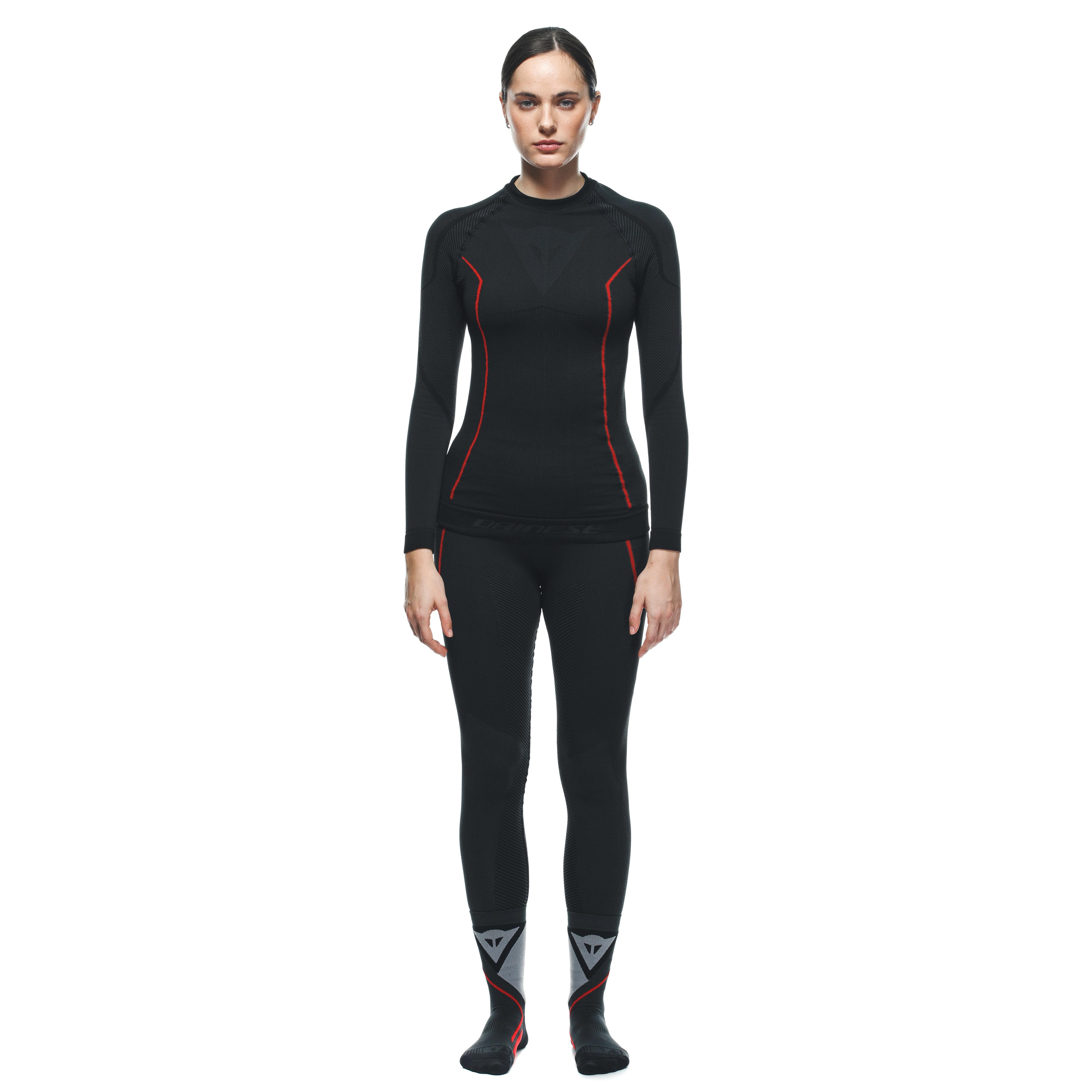 THERMAL MOTORCYCLE LONG SLEEVE SHIRT WOMEN - MID LAYER WINTER - BLACK/RED - 3