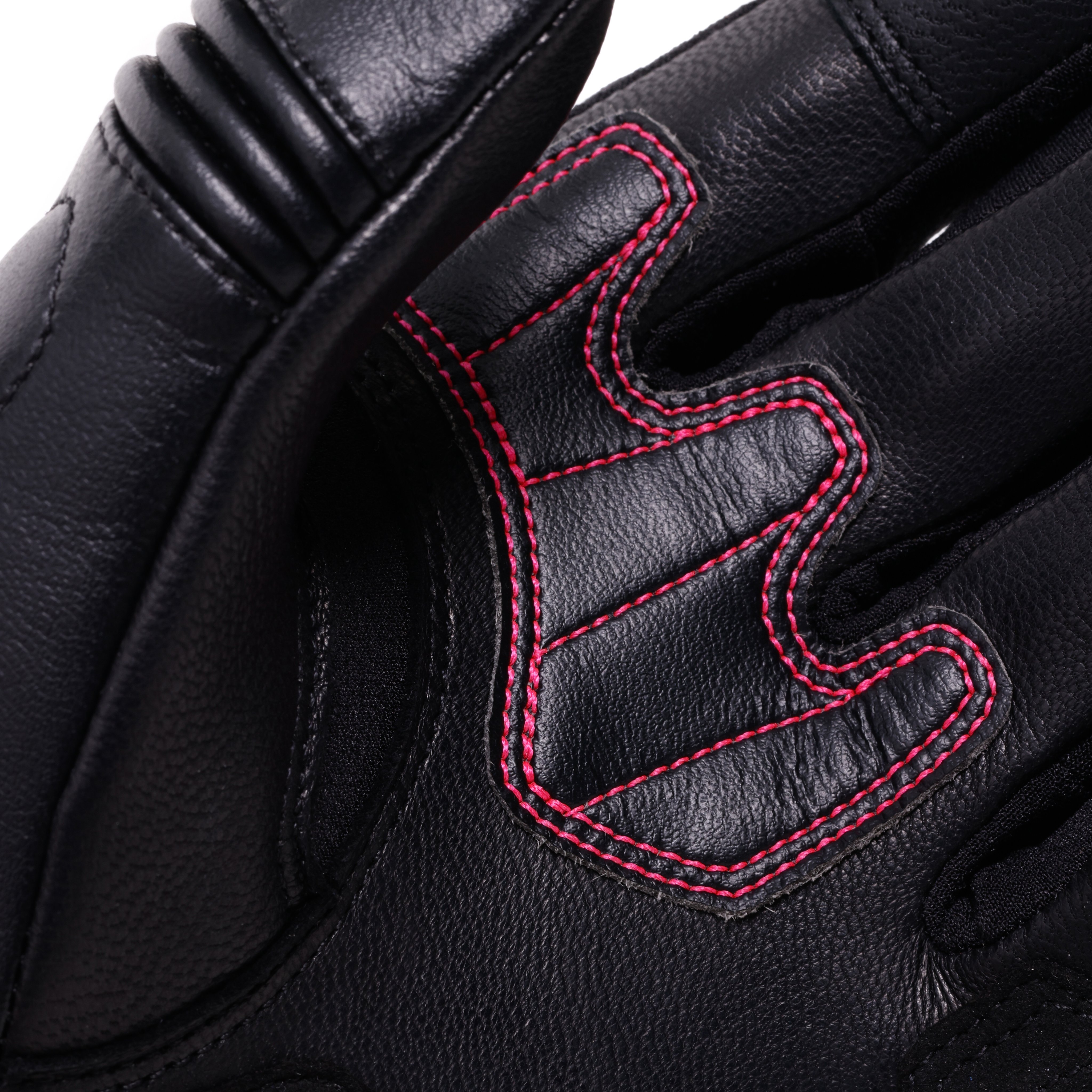REACTO CARBON SHORT - GANTS MOTO COURTS EN CUIR FEMME - BLACK/FLUO PINK - 7