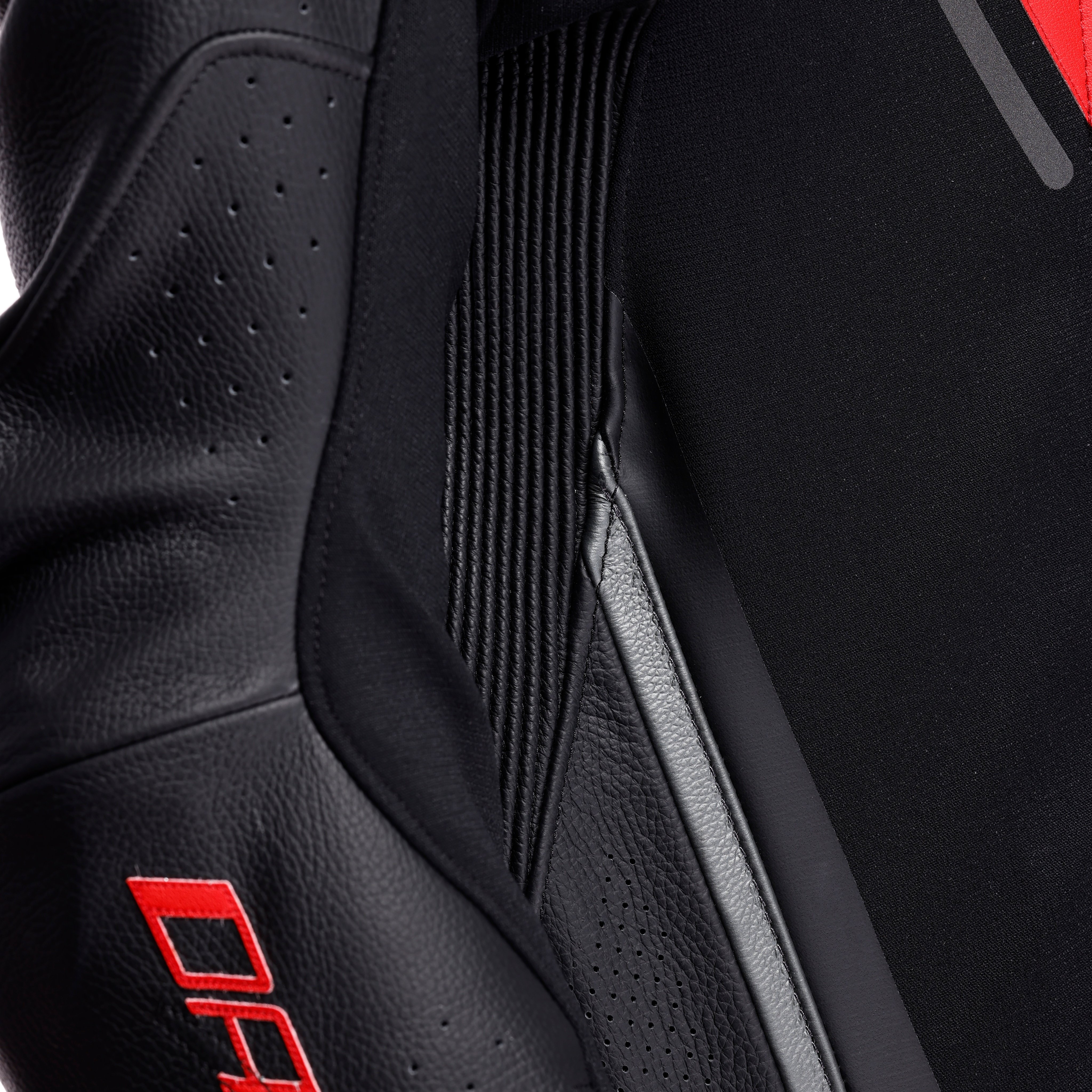 DEMON SPRINT - MEN'S ONE-PIECE PERFORATED LEATHER MOTORCYCLE SUIT - BLACK/BLACK/RED-LAVA - 7