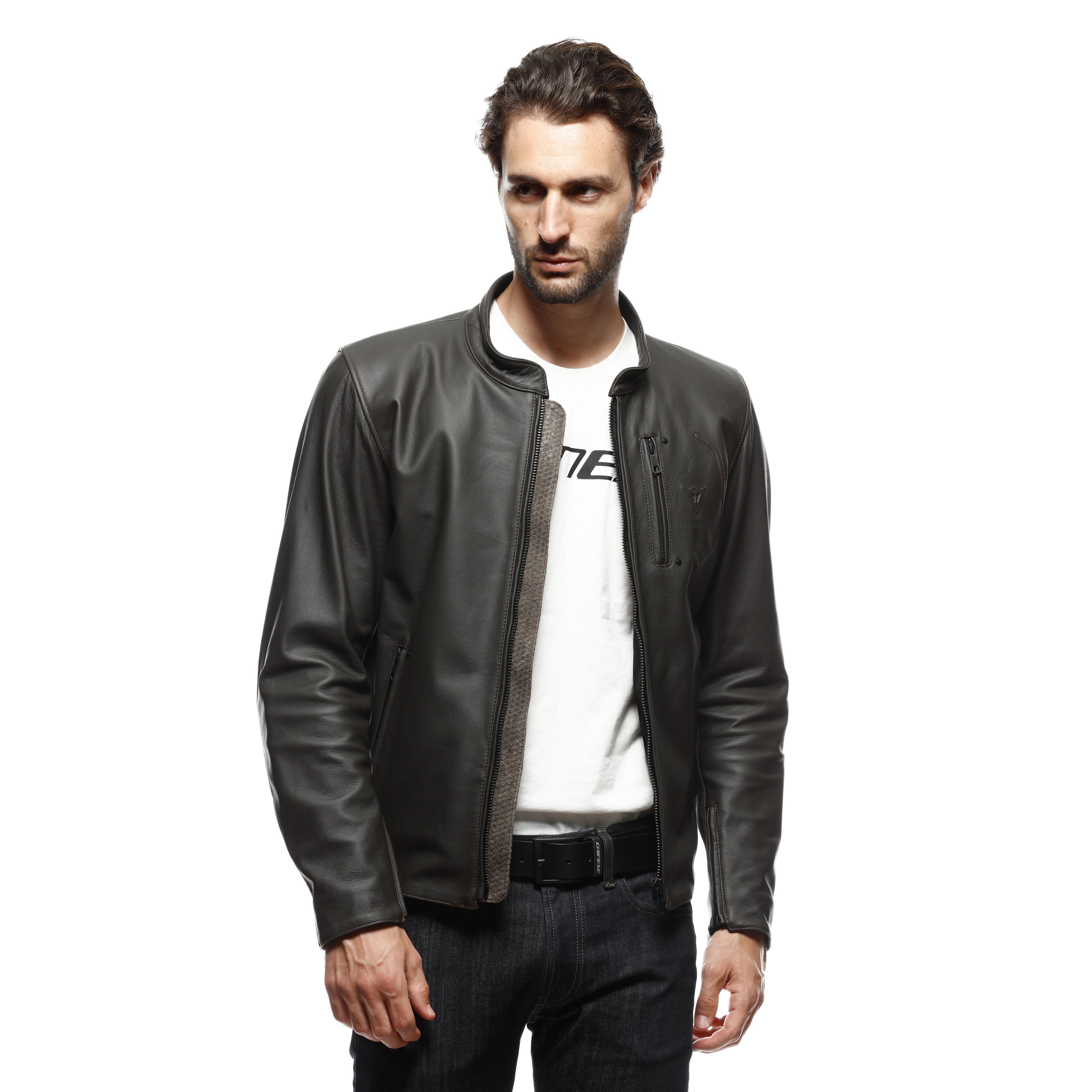 FULCRO - MEN'S MOTORCYCLE LEATHER JACKET - DARK-BROWN - 10