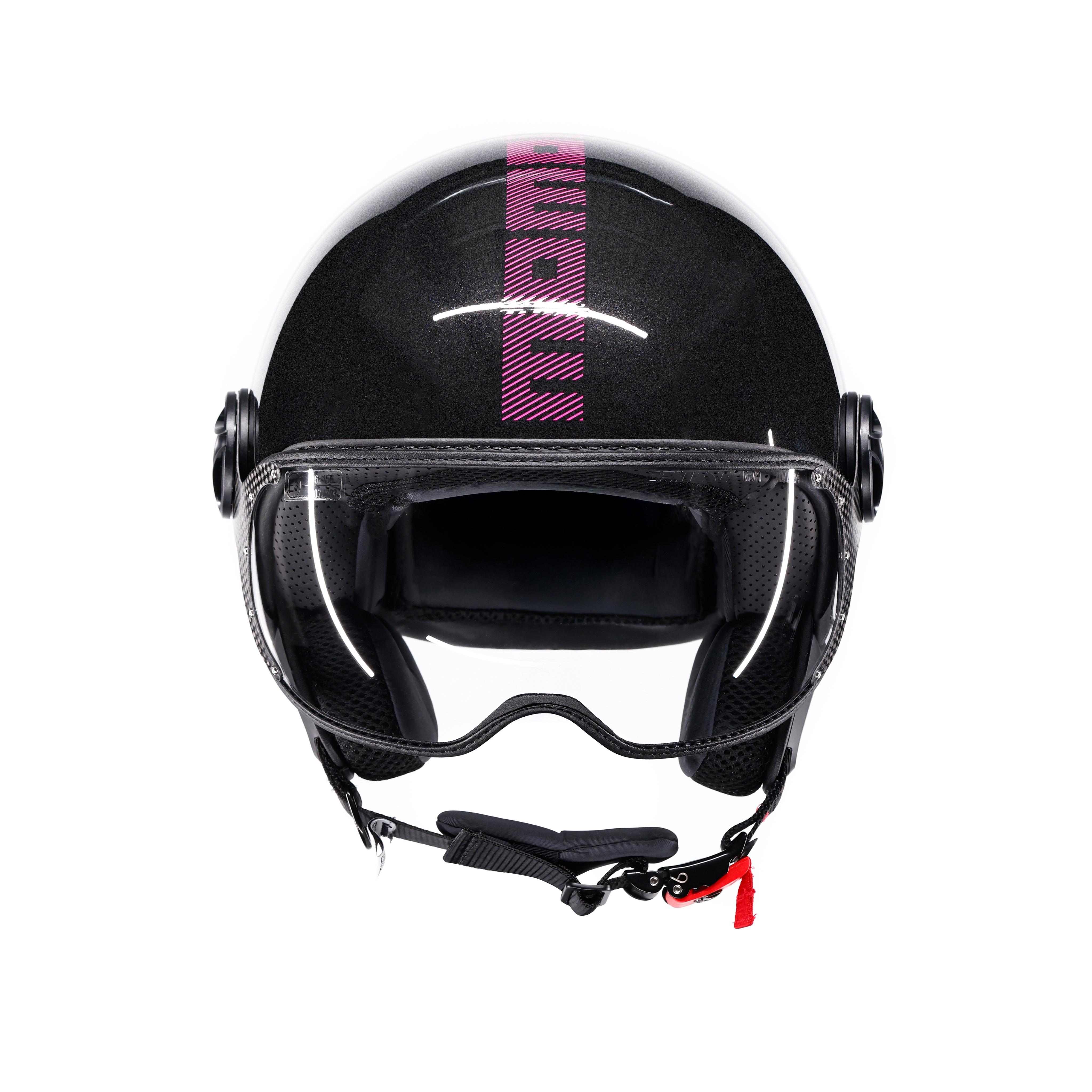 MOMODESIGN FGTR CLASSIC STREIFEN GLITTER/FUCSIA - JET HELM MIT VISIER E2206 -  - 2