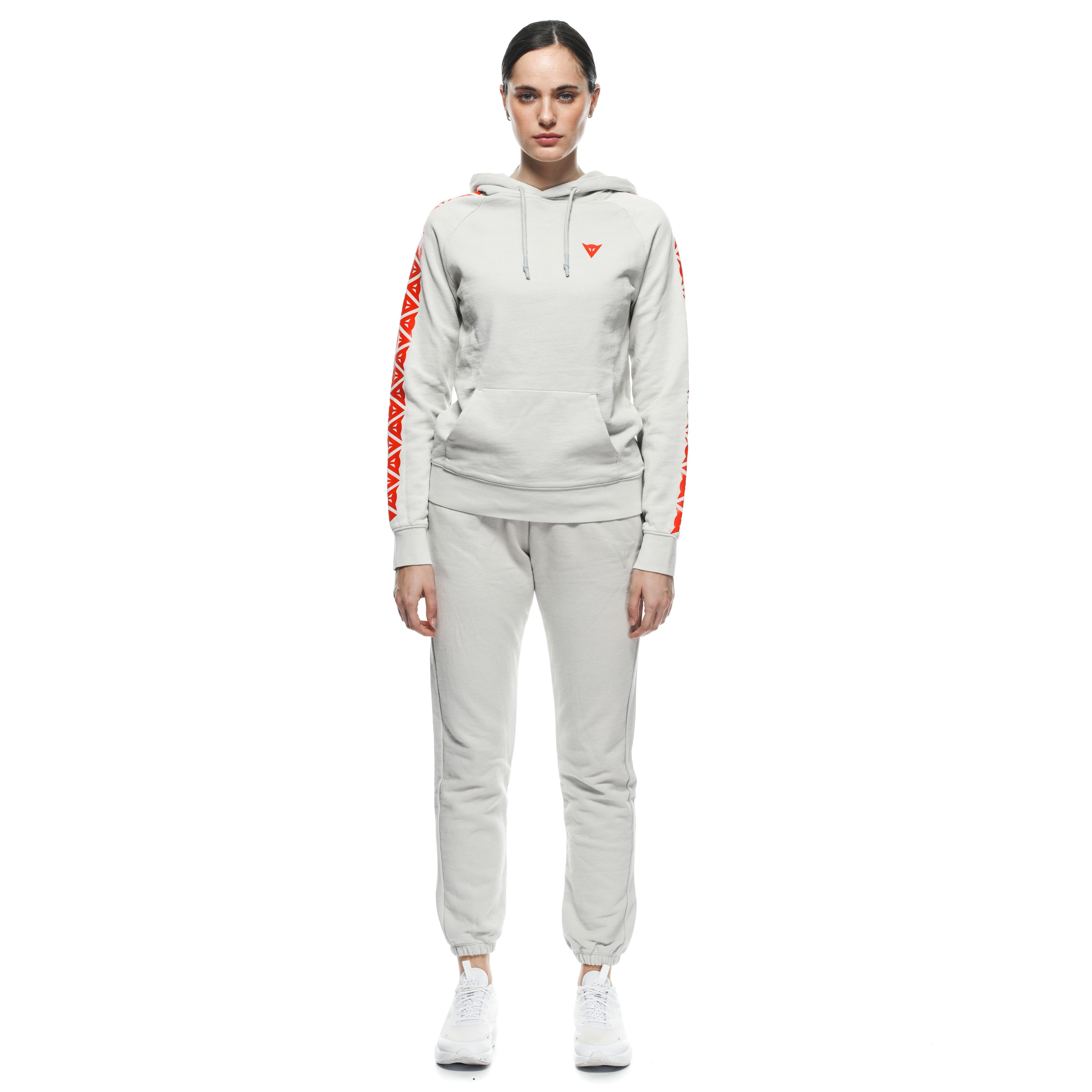 DAINESE STRIPES - WOMEN'S HOODIE - LIGHT-GRAY/FLUO-RED - 3