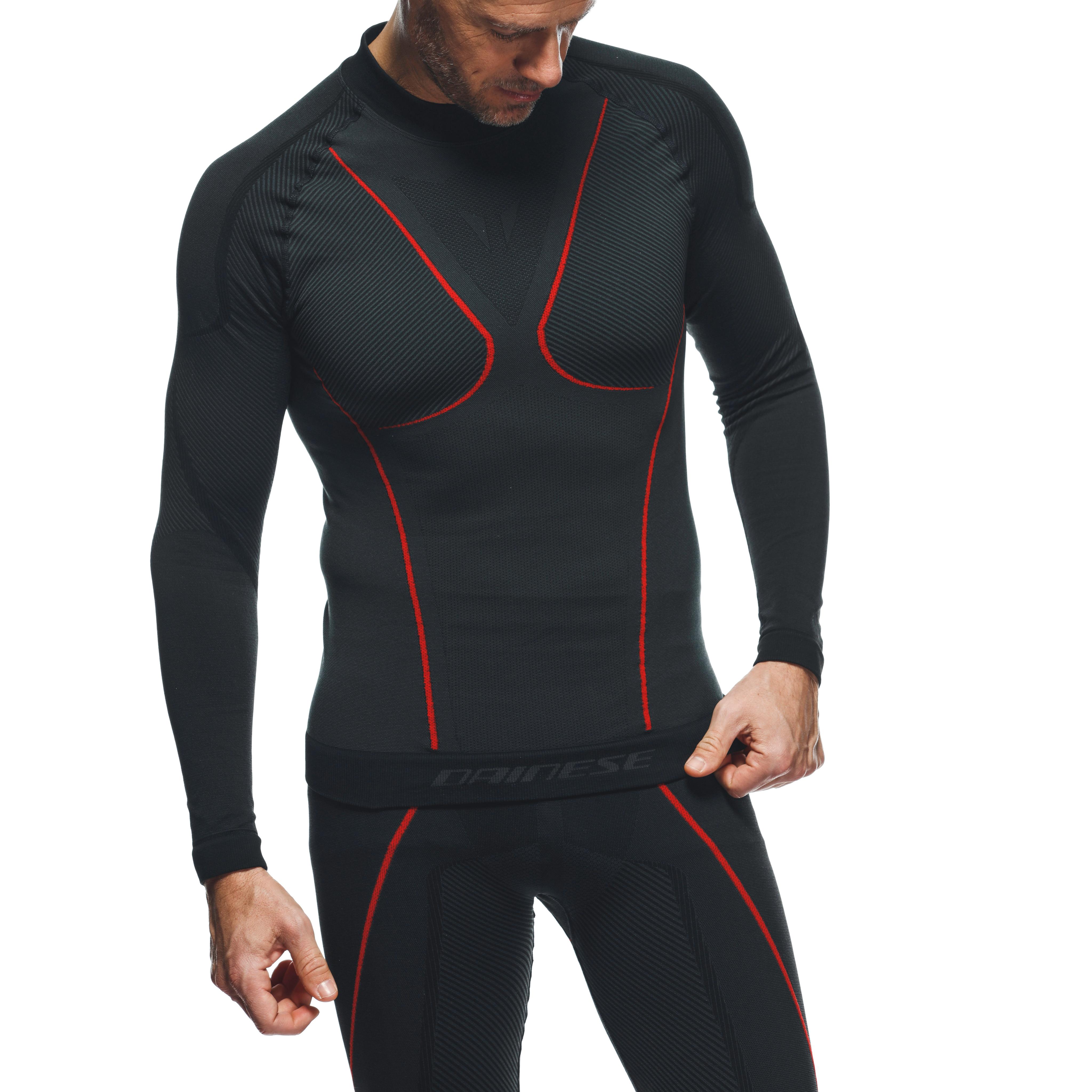 THERMAL MOTORCYCLE LONG SLEEVE SHIRT MEN - MID LAYER WINTER - BLACK/RED - 6