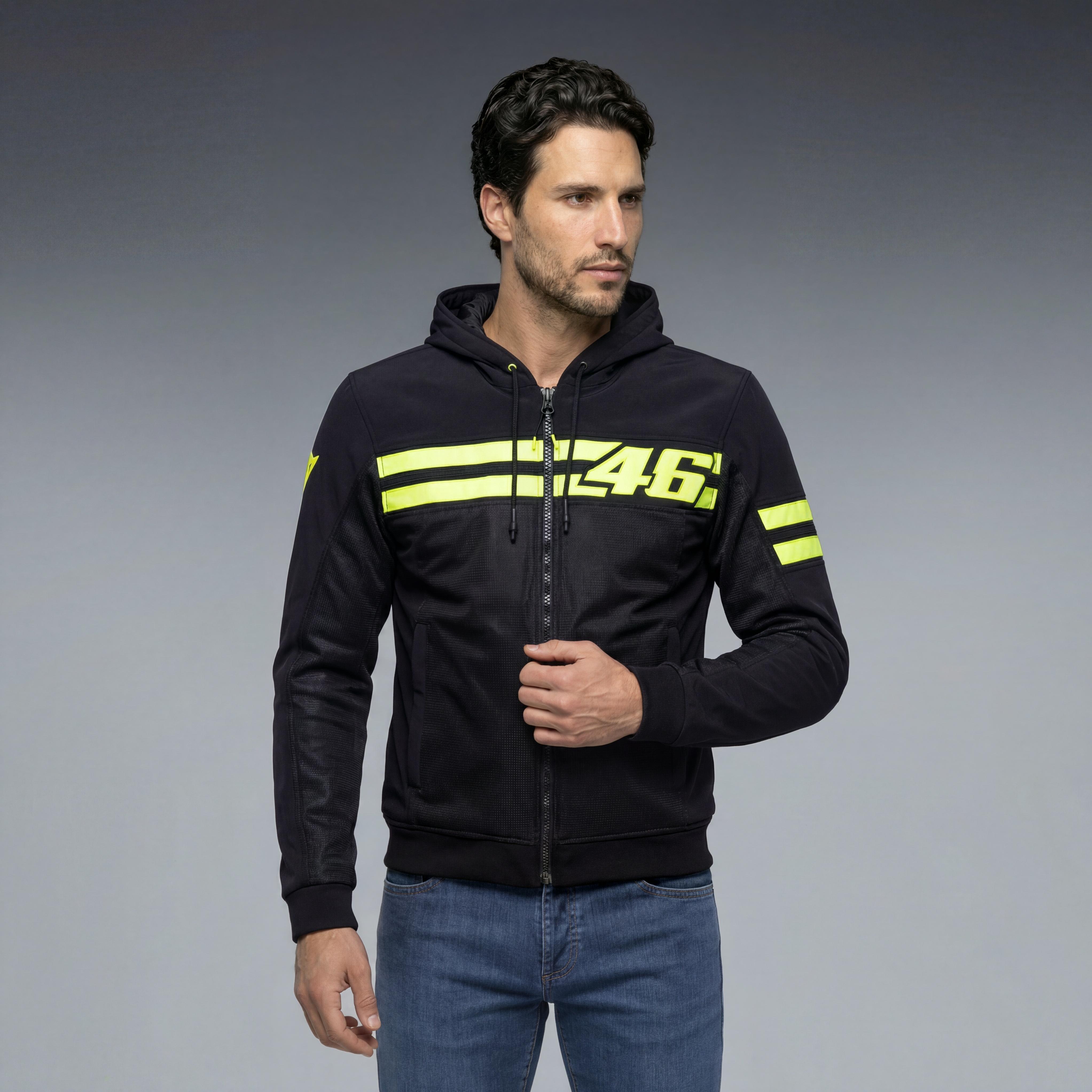 VINTEDGE AIR TEX VR46 - MEN'S SUMMER MESH MOTORCYCLE JACKET - BLACK/YELLOW-FLUO - 3