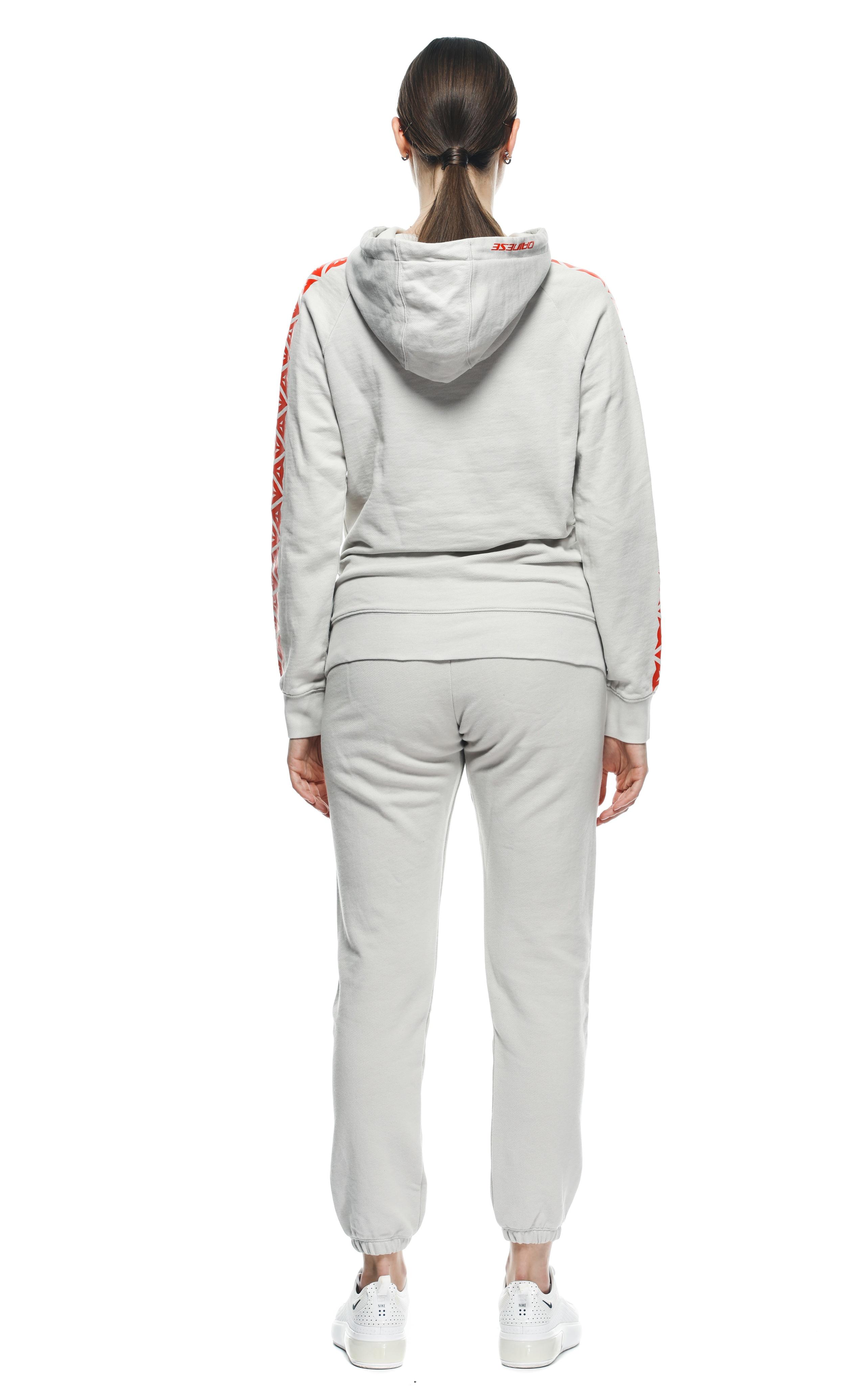 DAINESE STRIPES - WOMEN'S HOODIE - LIGHT-GRAY/FLUO-RED - 5