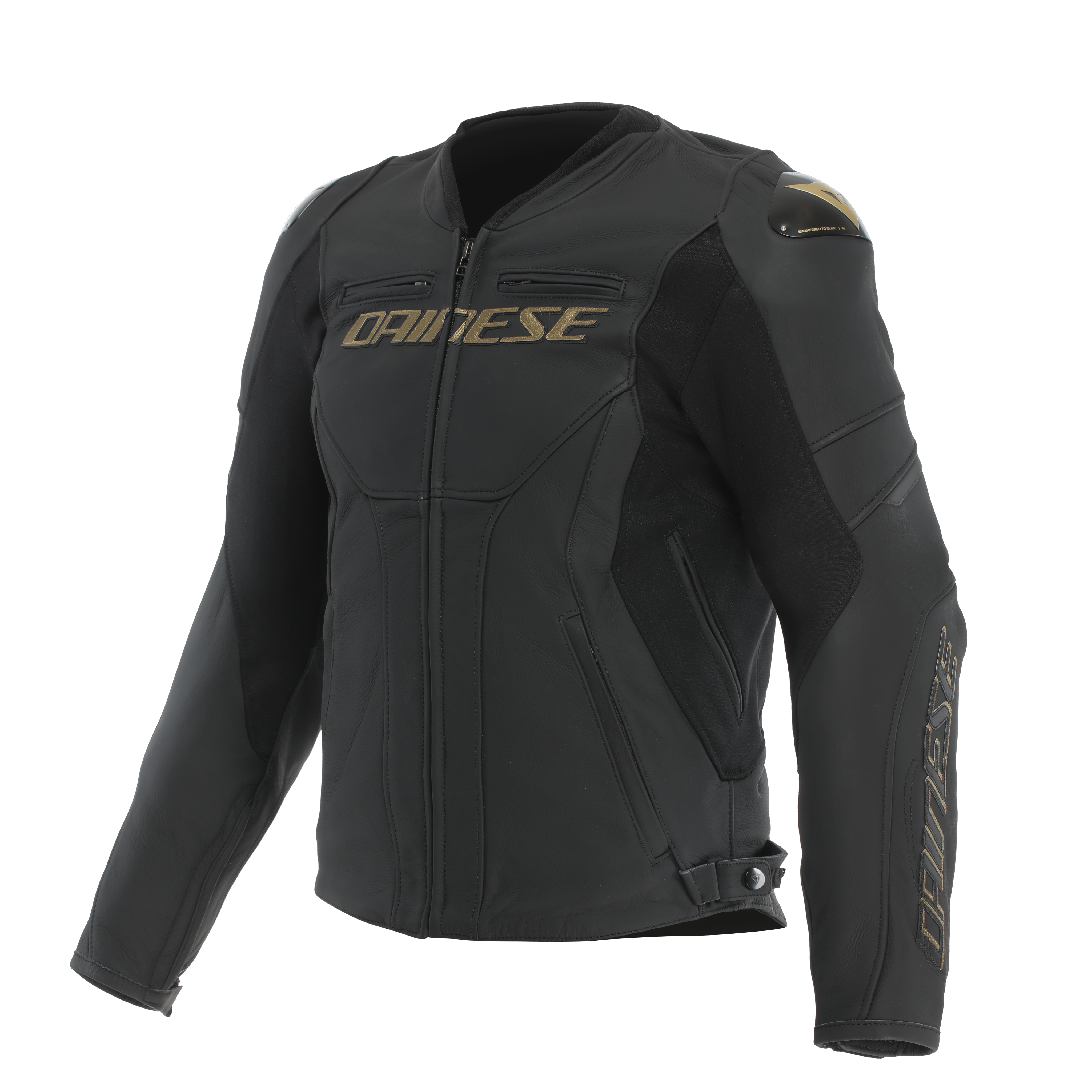 RACING 5 - HERREN MOTORRADJACKE AUS LEDER - BLACK/GOLD - 1