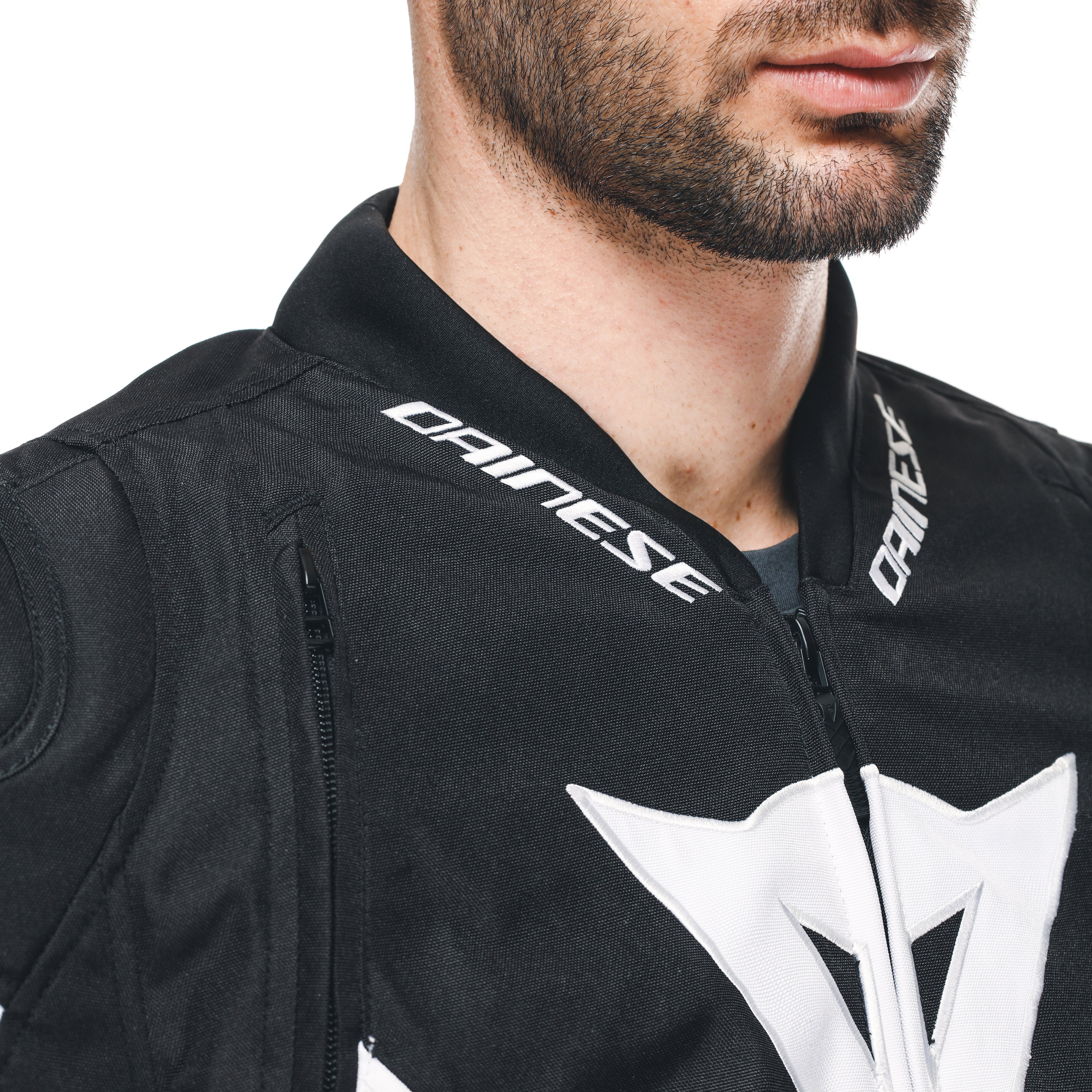 AVRO 5 - CHAQUETA DE MOTO DE TELA PARA HOMBRE - BLACK/WHITE/BLACK - 10
