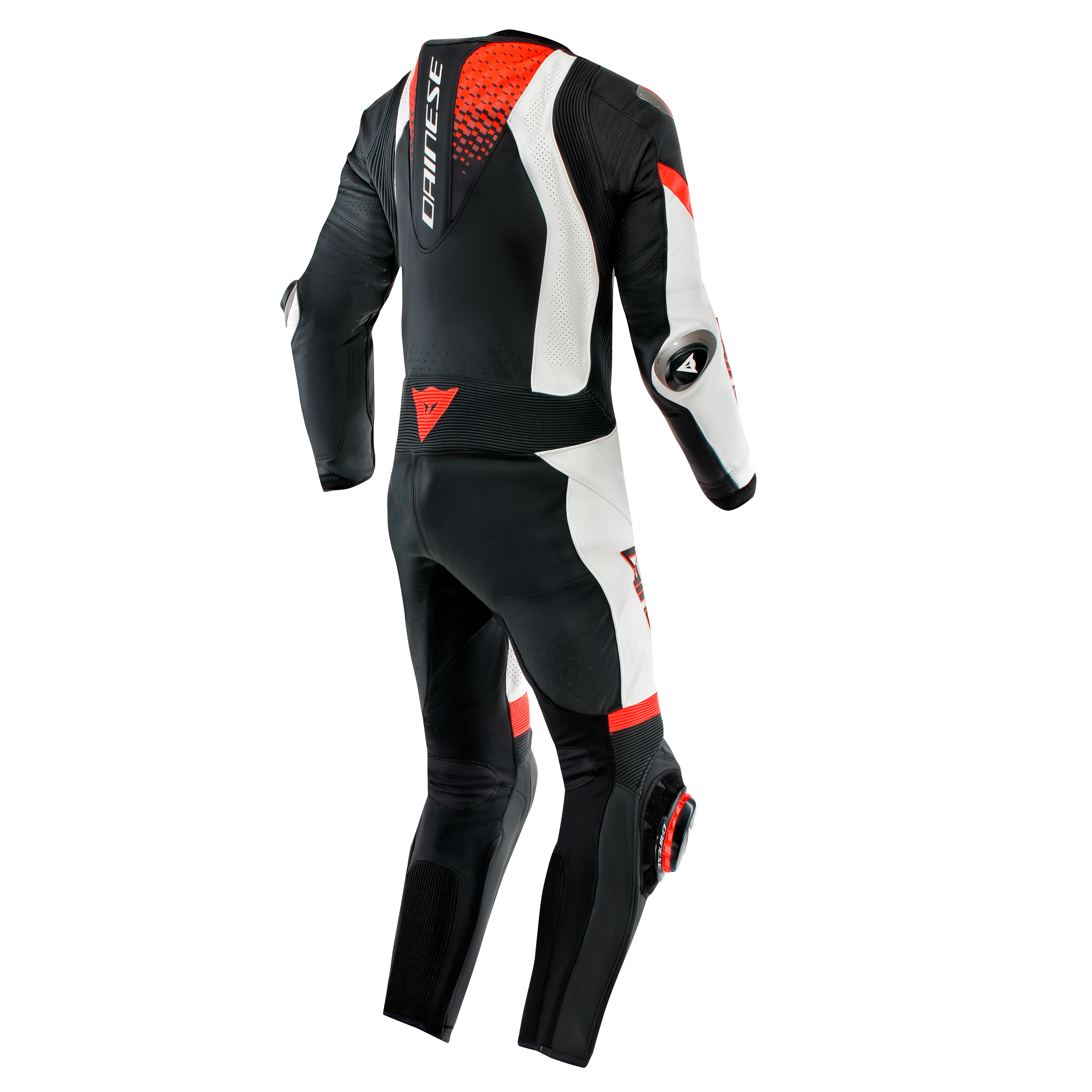 LAGUNA SECA 6 - PERFORATED ONE-PIECE LEATHER RACING SUIT - BLACK/WHITE/RED-FLUO - 2