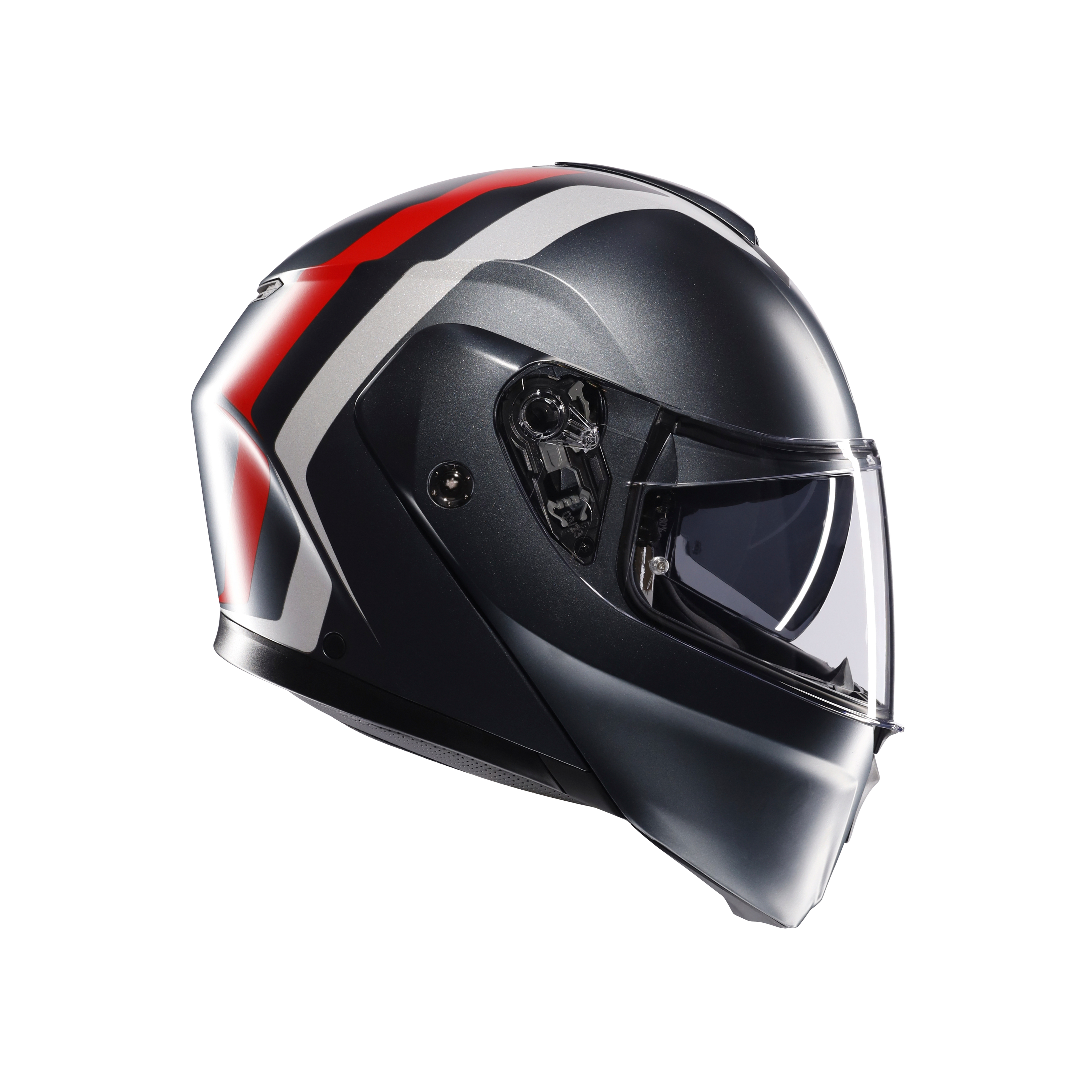 STREETMODULAR RESIA MATT GREY/SILVER/RED - MOTORBIKE FLIP UP HELMET DOT(E2206) -  - 3