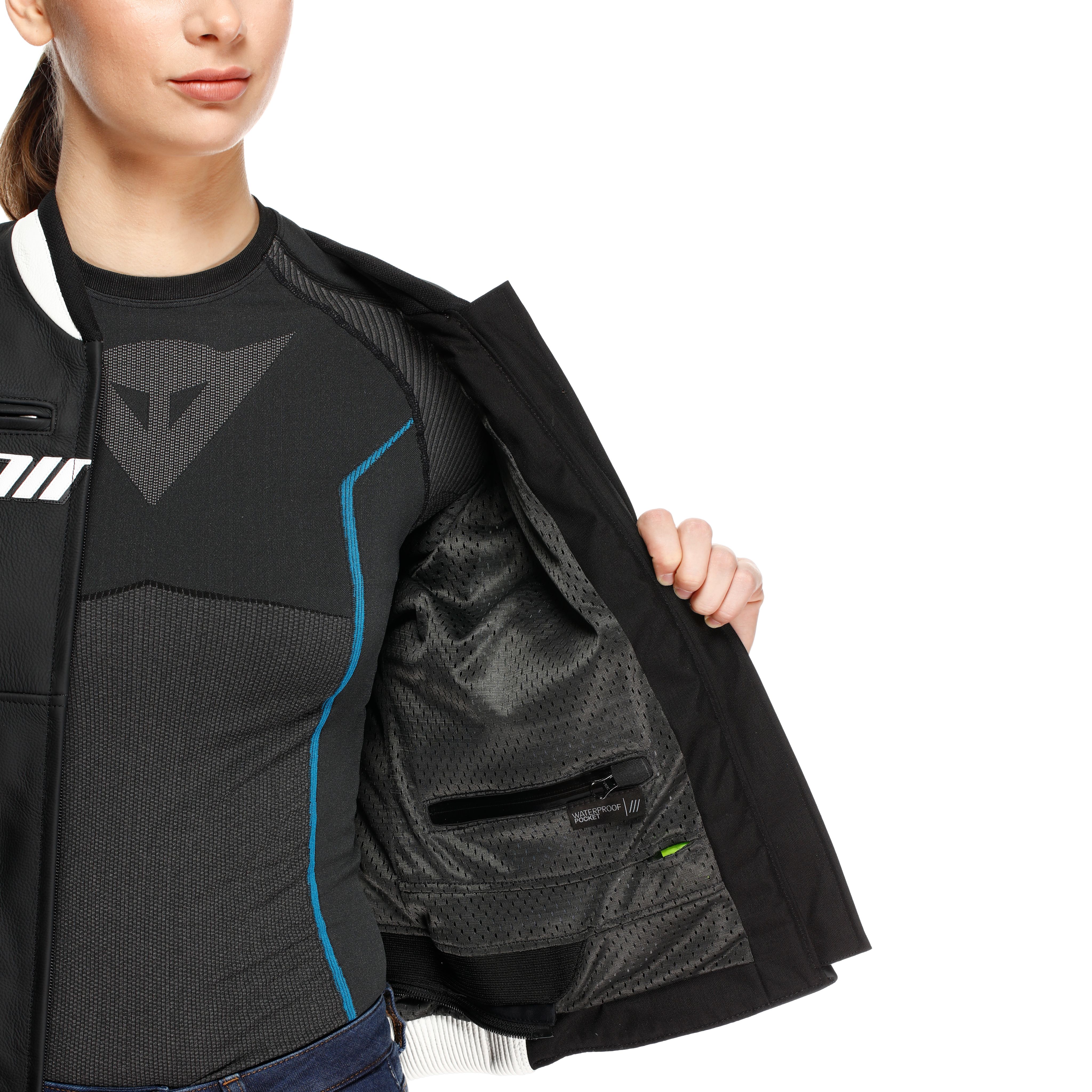 RACING 5 - WOMEN'S LEATHER MOTORCYCLE JACKET - BLACK/WHITE - 14