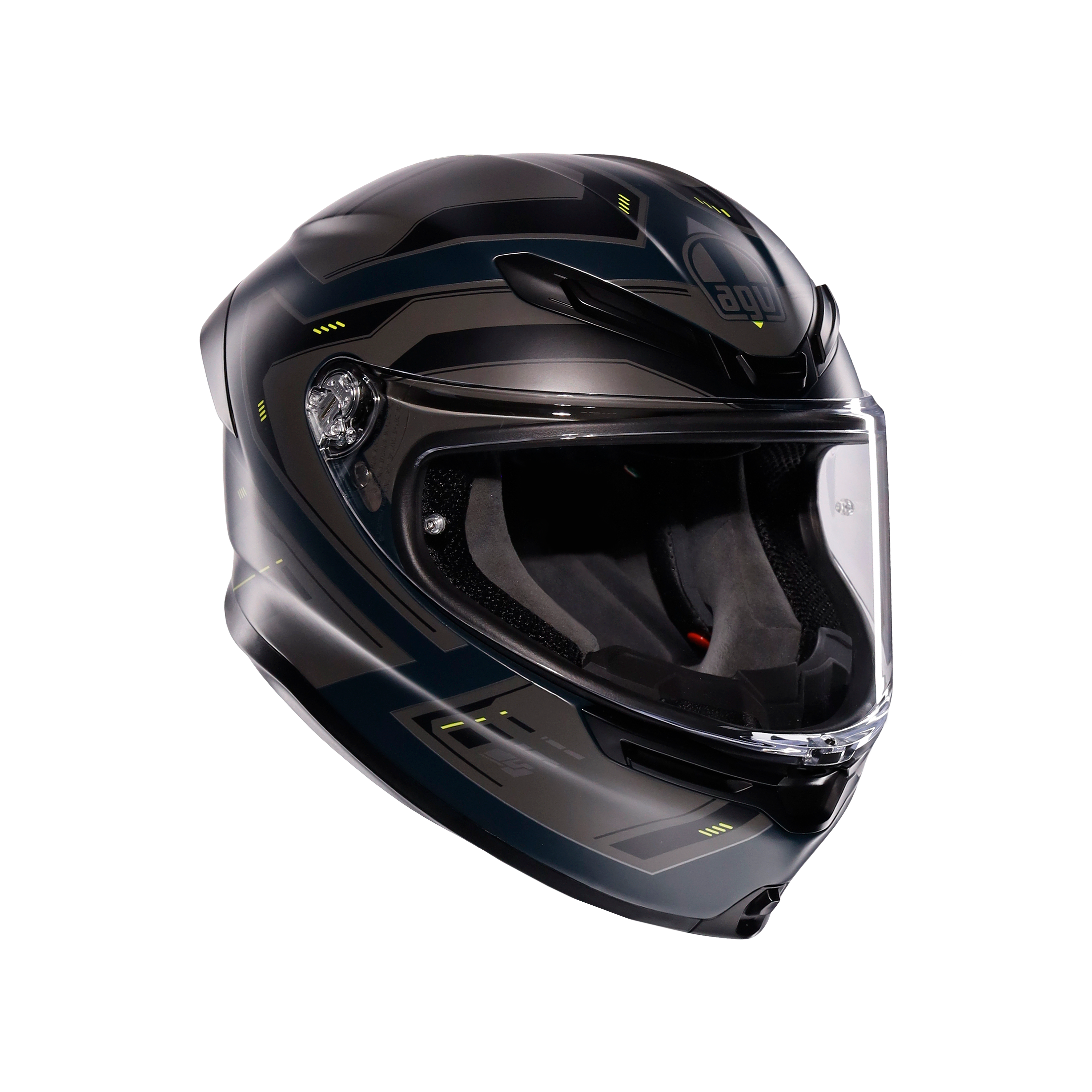 K6 S ENHANCE MATT GREY/YELLOW FLUO - MOTORBIKE FULL FACE HELMET E2206 -  - 1