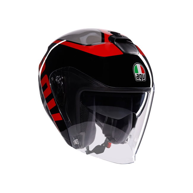 AGV - Irides Casque Moto Jet E2206 - Valenza Matt Grey/black/red, Unisex, Taille: Xxl