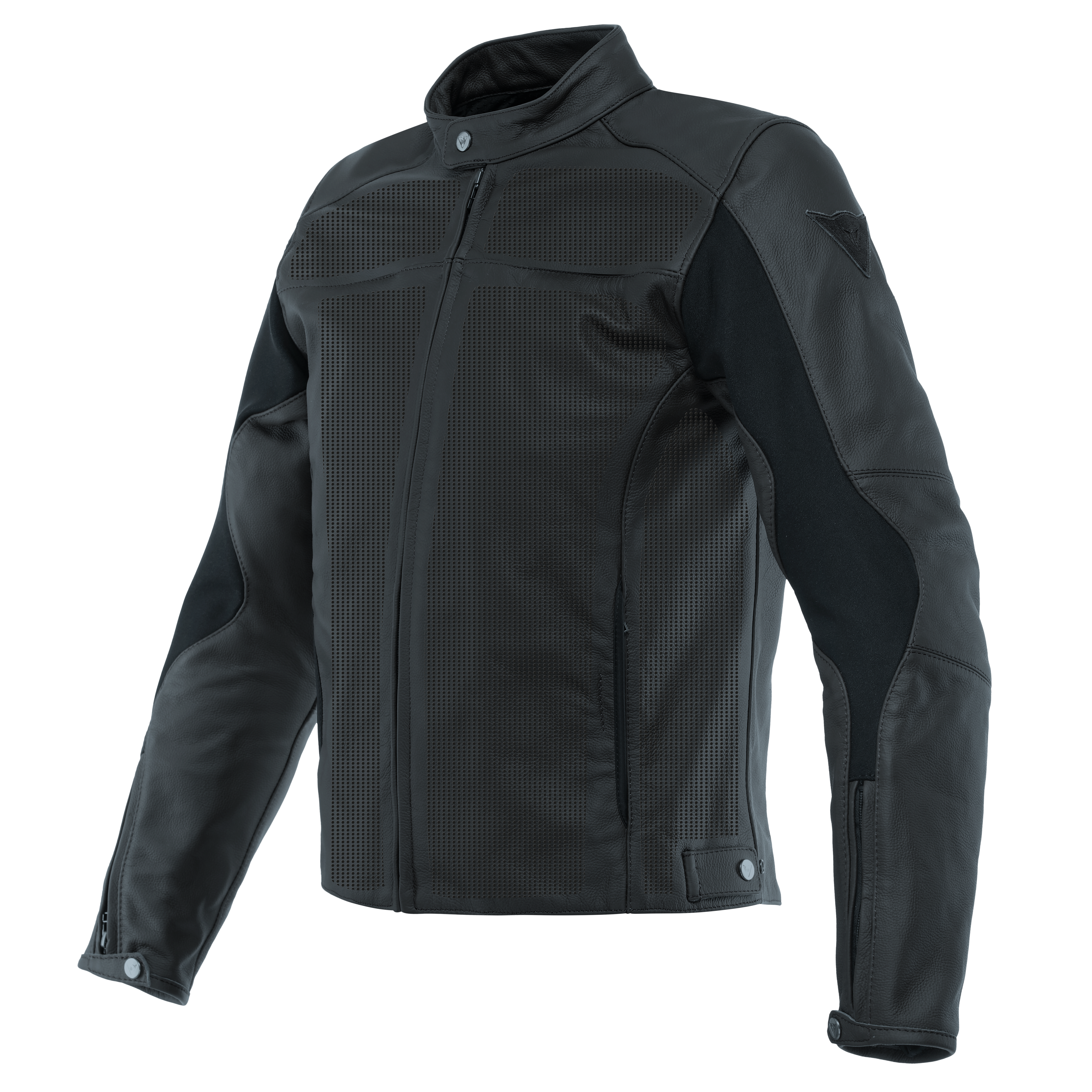 RAZON 2 - MEN'S MOTORCYCLE PERFORATED LEATHER JACKET - BLACK - 1