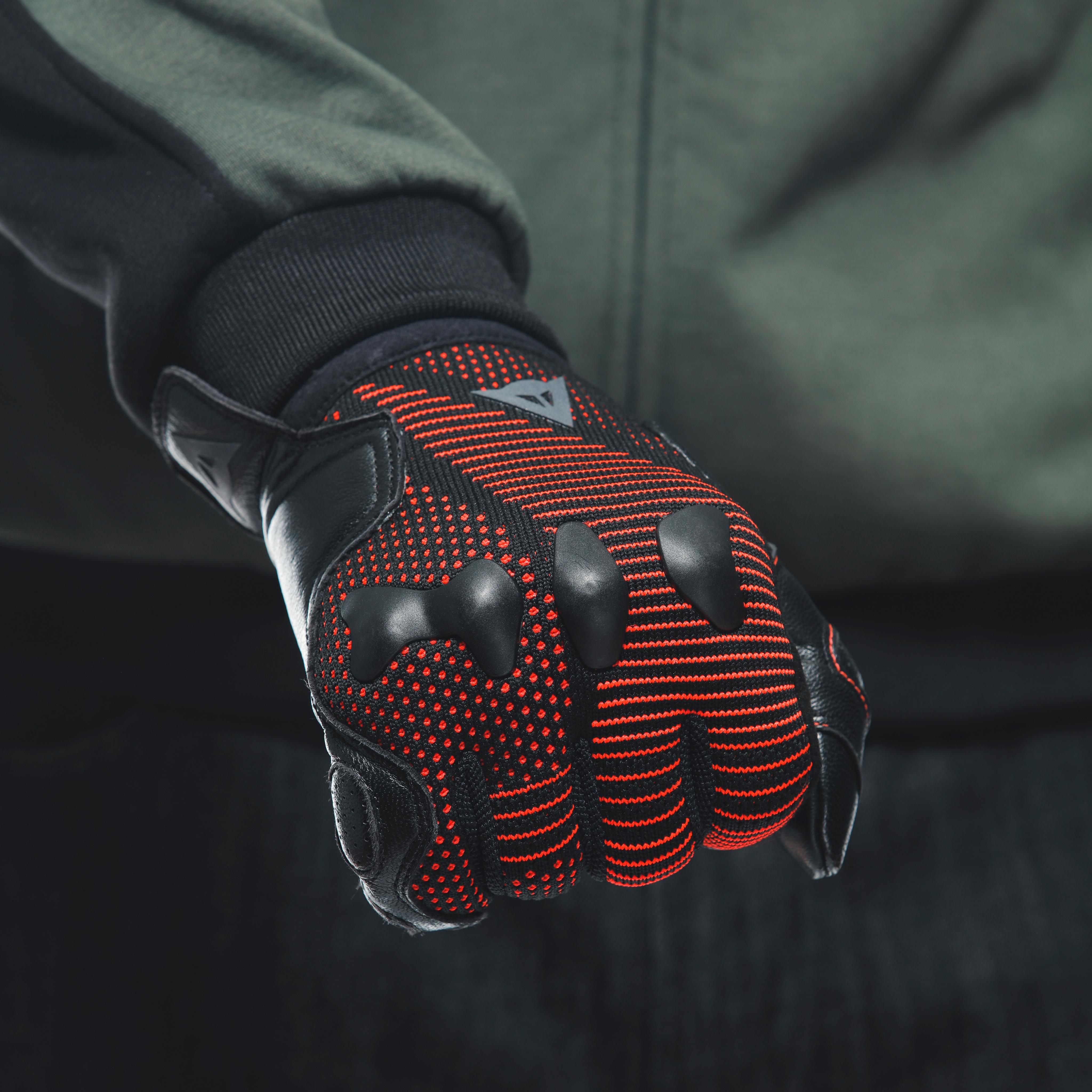 UNRULY ERGO-TEK - MEN'S MOTORCYCLE TEXTILE GLOVES - BLACK/FLUO-RED - 19