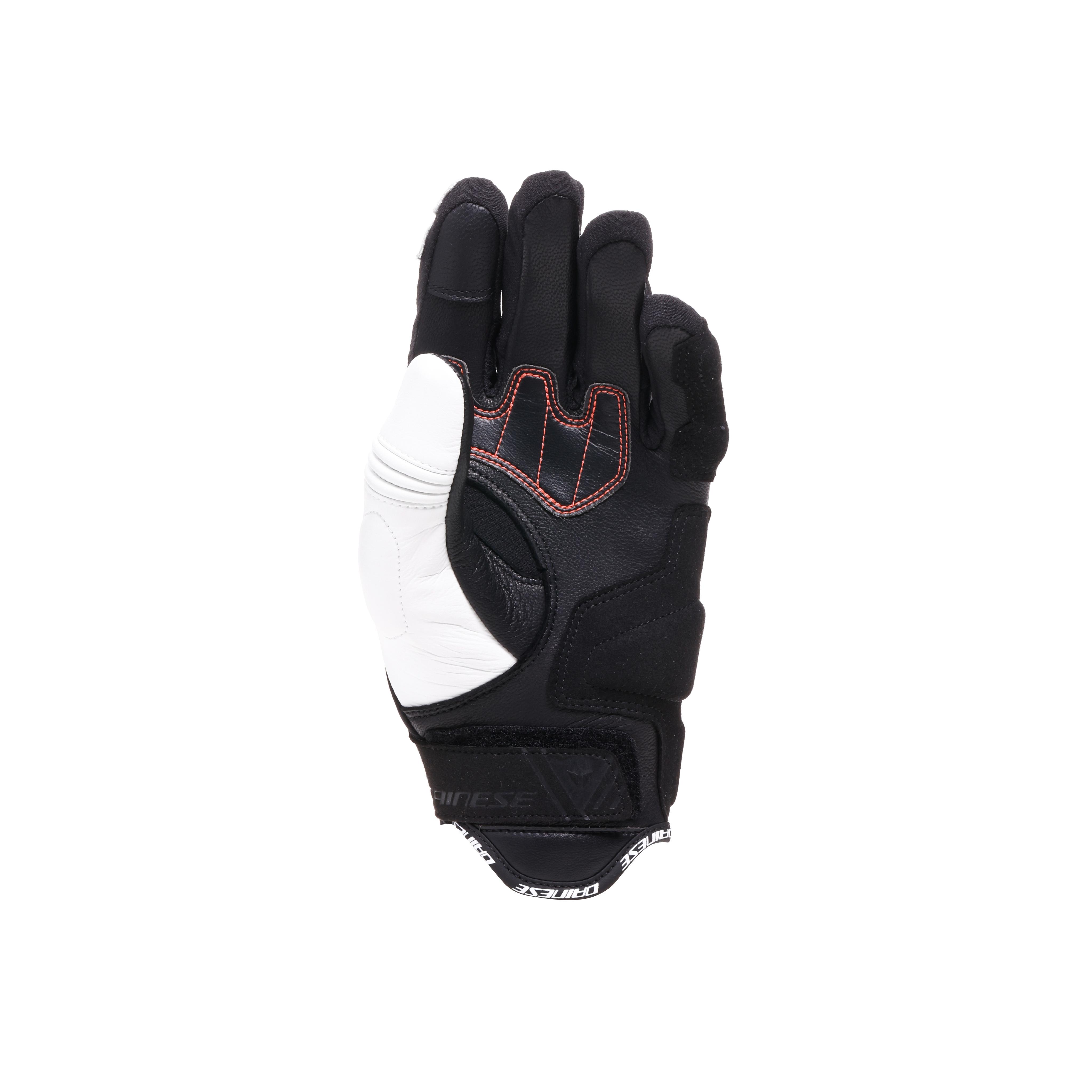 REACTO CARBON SHORT - GANTS MOTO COURTS EN CUIR FEMME - BLACK/WHITE/RED-FLUO - 3