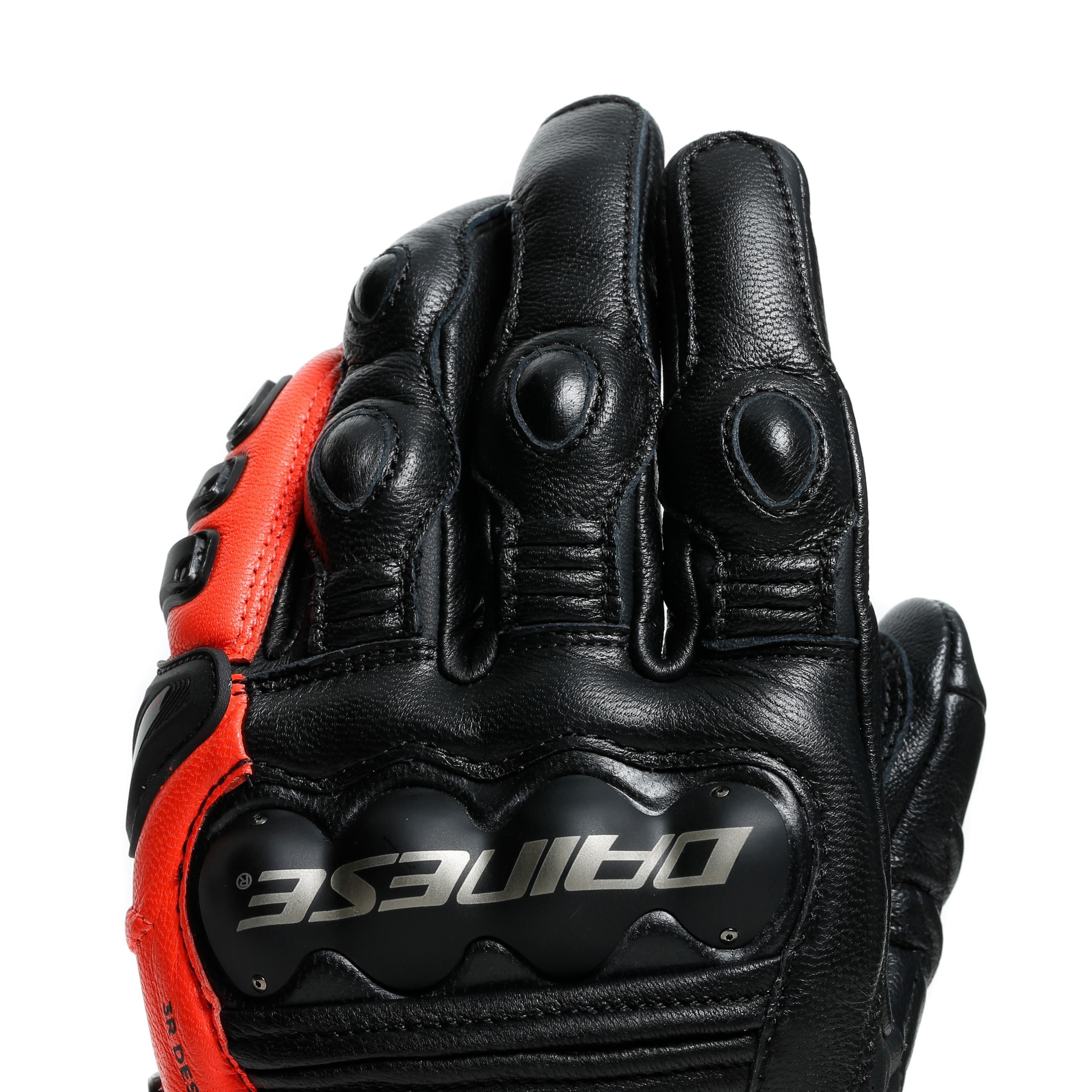 4-STROKE 2 - MEN'S MOTORCYCLE LEATHER GLOVES - BLACK/FLUO-RED - 6