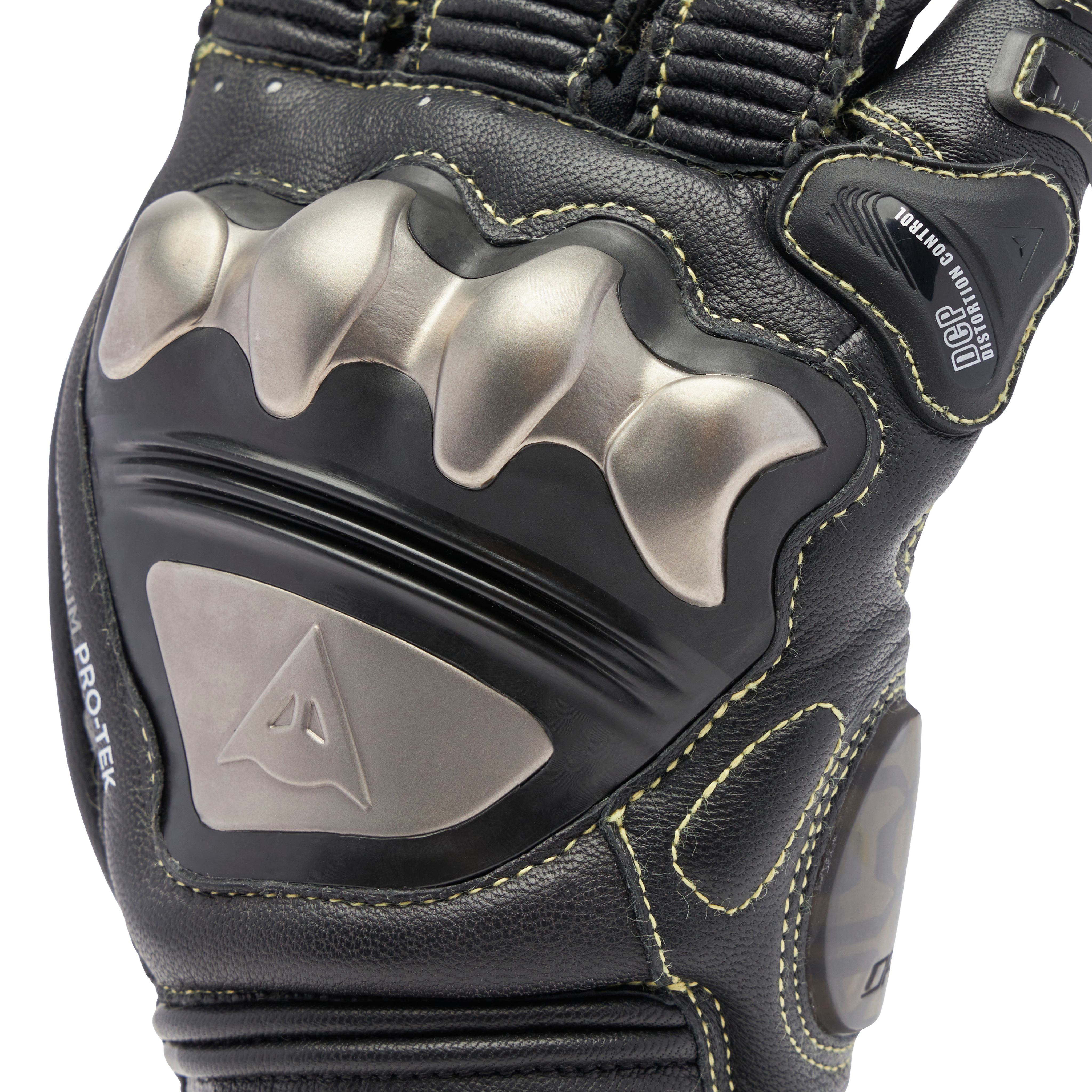 FULL METAL 7 - MEN'S MOTORCYCLE RACING LEATHER GLOVES - BLACK/BLACK - 6