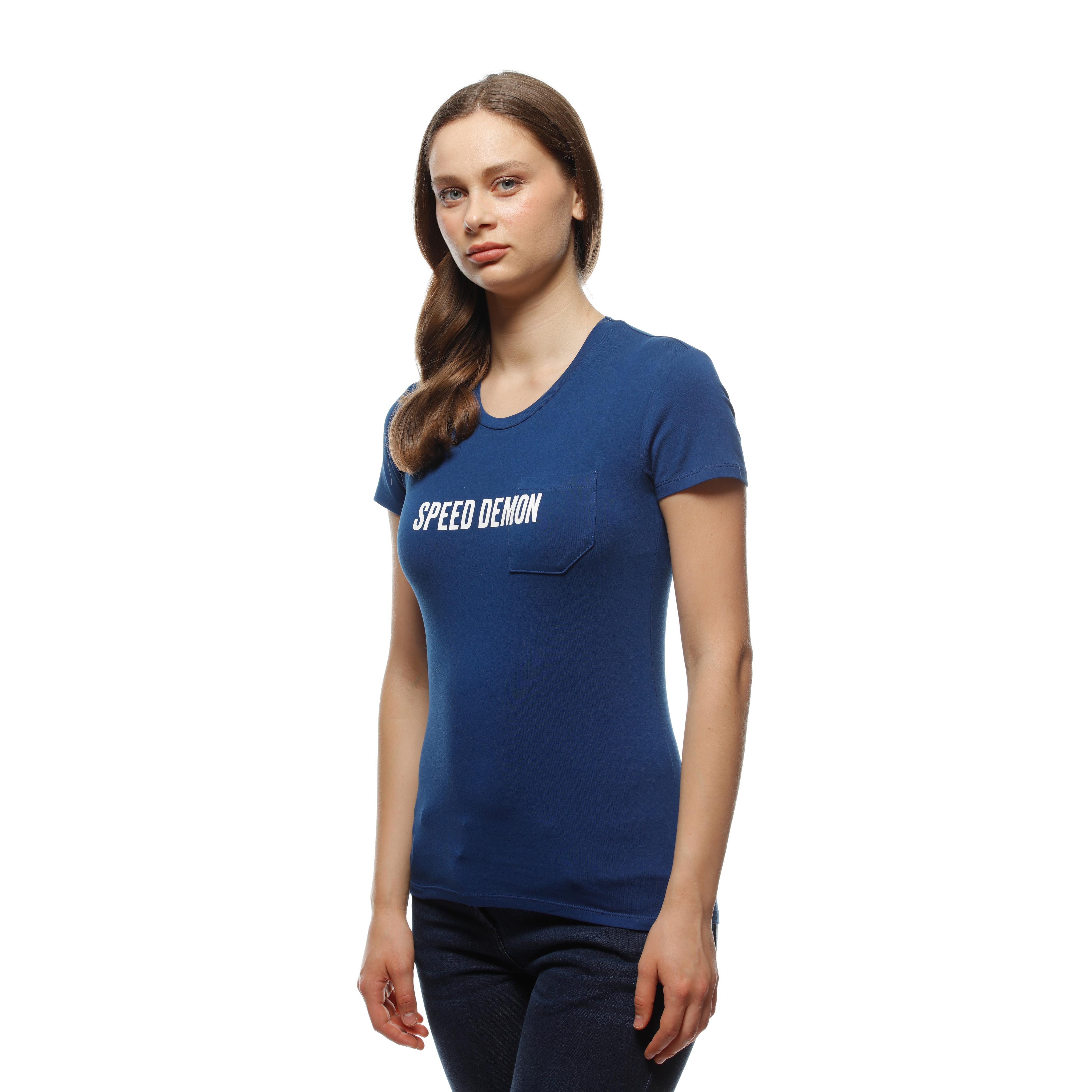 DEMON POCKET - WOMEN'S T-SHIRT - NAVY PEONY - 7