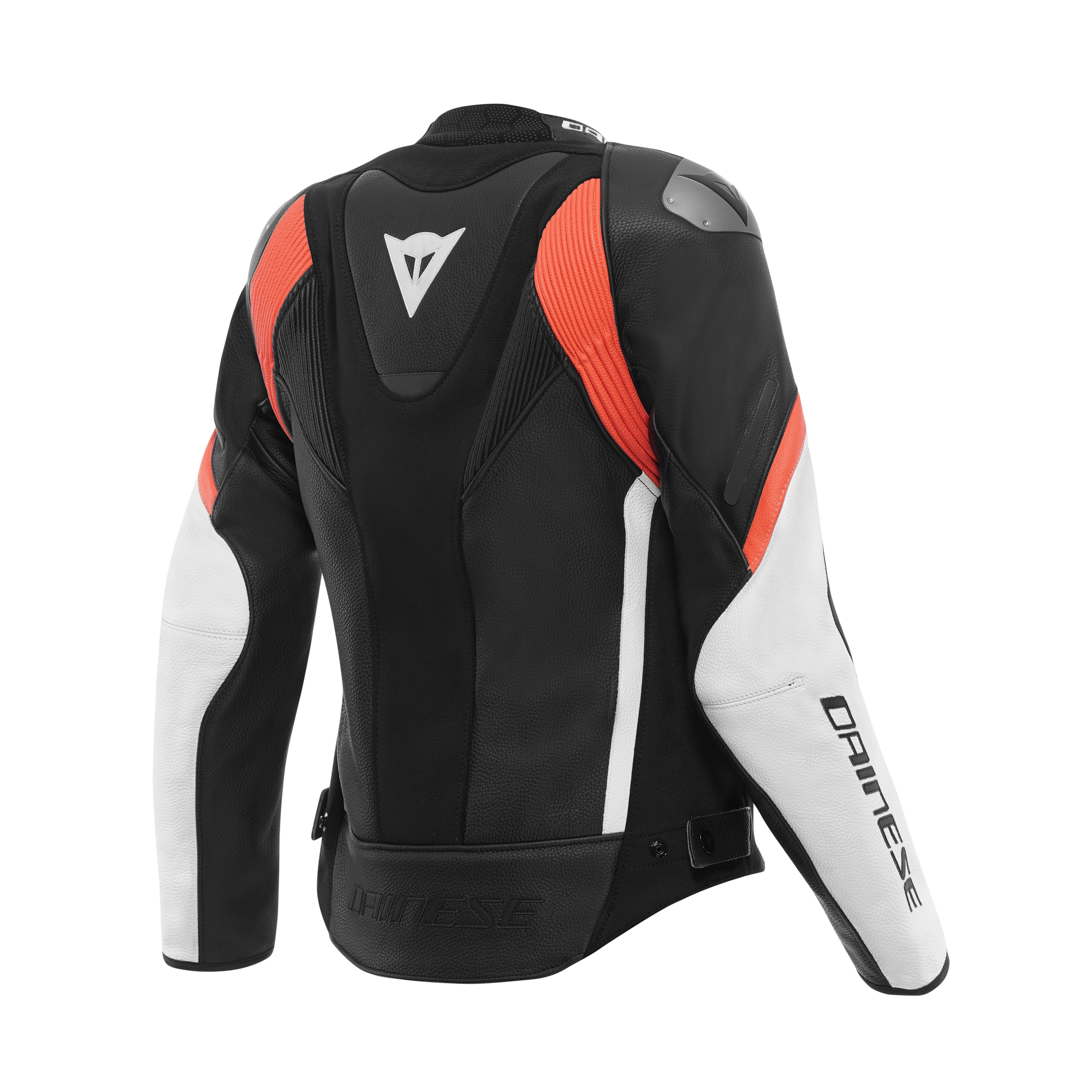 AVRO 6 LEATHER JACKET WMN - BLACK/WHITE/RED-FLUO - 2