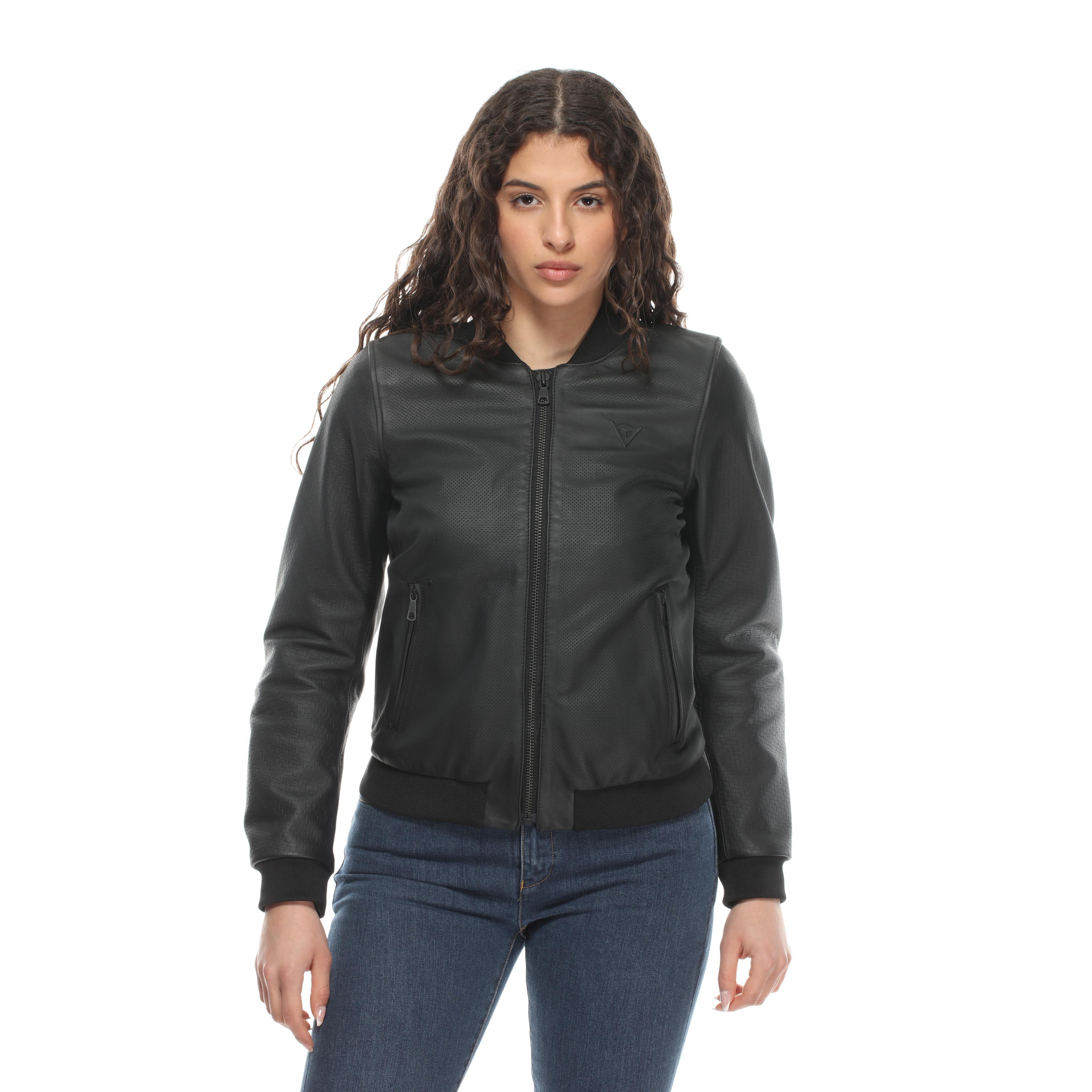 ACCENTO - WOMEN'S MOTORCYCLE PERFORATED LEATHER JACKET - BLACK - 3